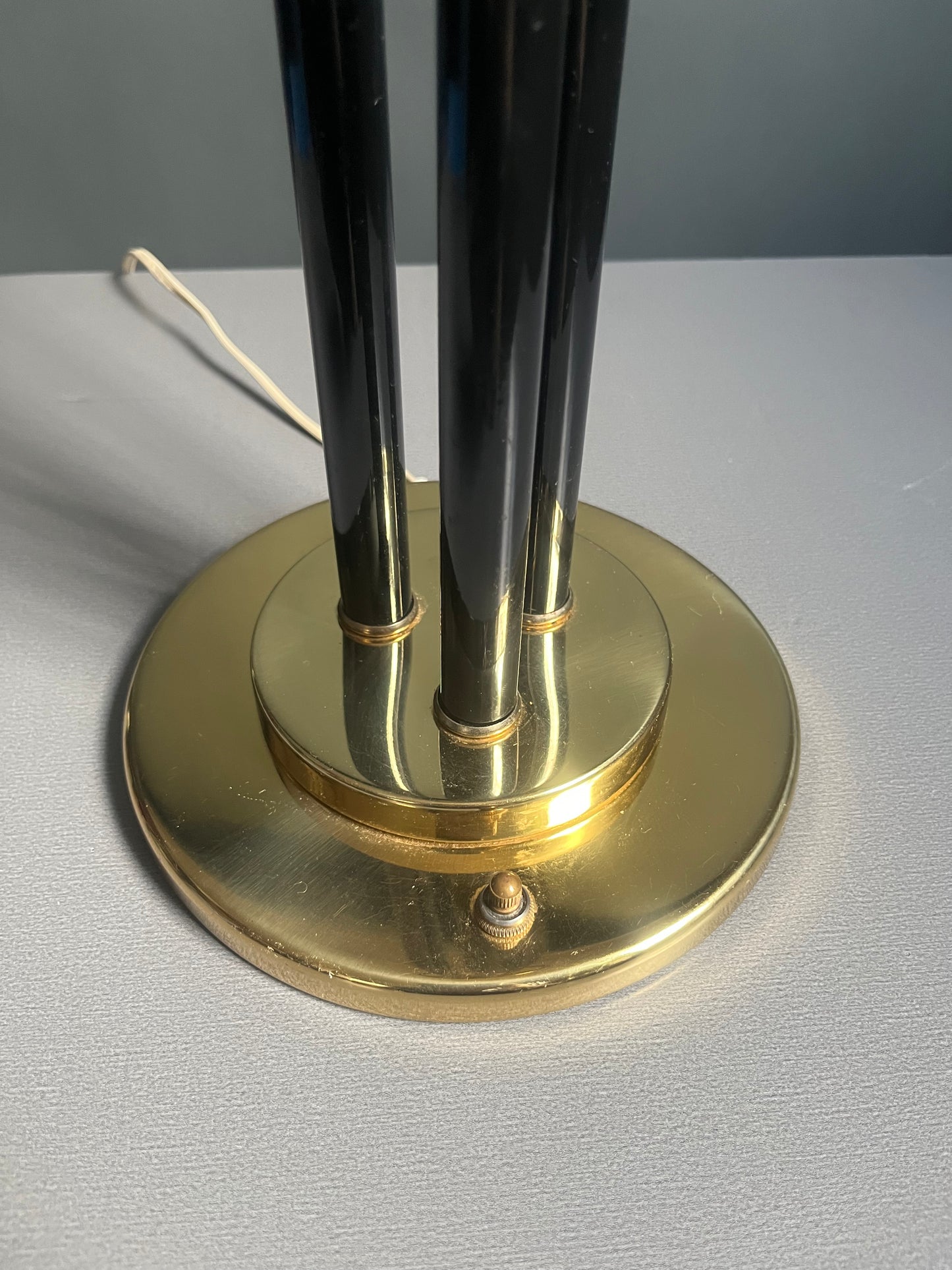 Brass & Black Postmodern Column Table Lamps