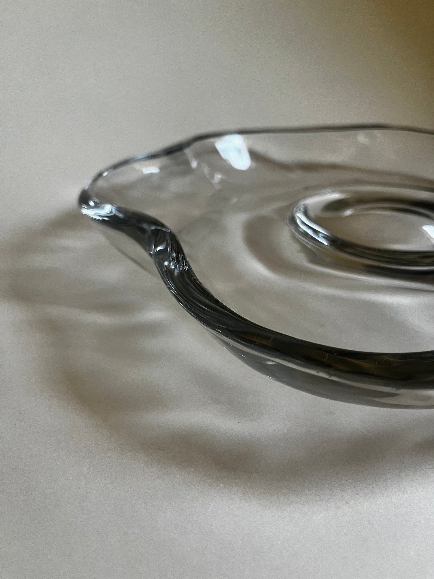 Fostoria ‘Lily Pad’ Crystal Bowl | Sculptural Organic Modern Centerpiece