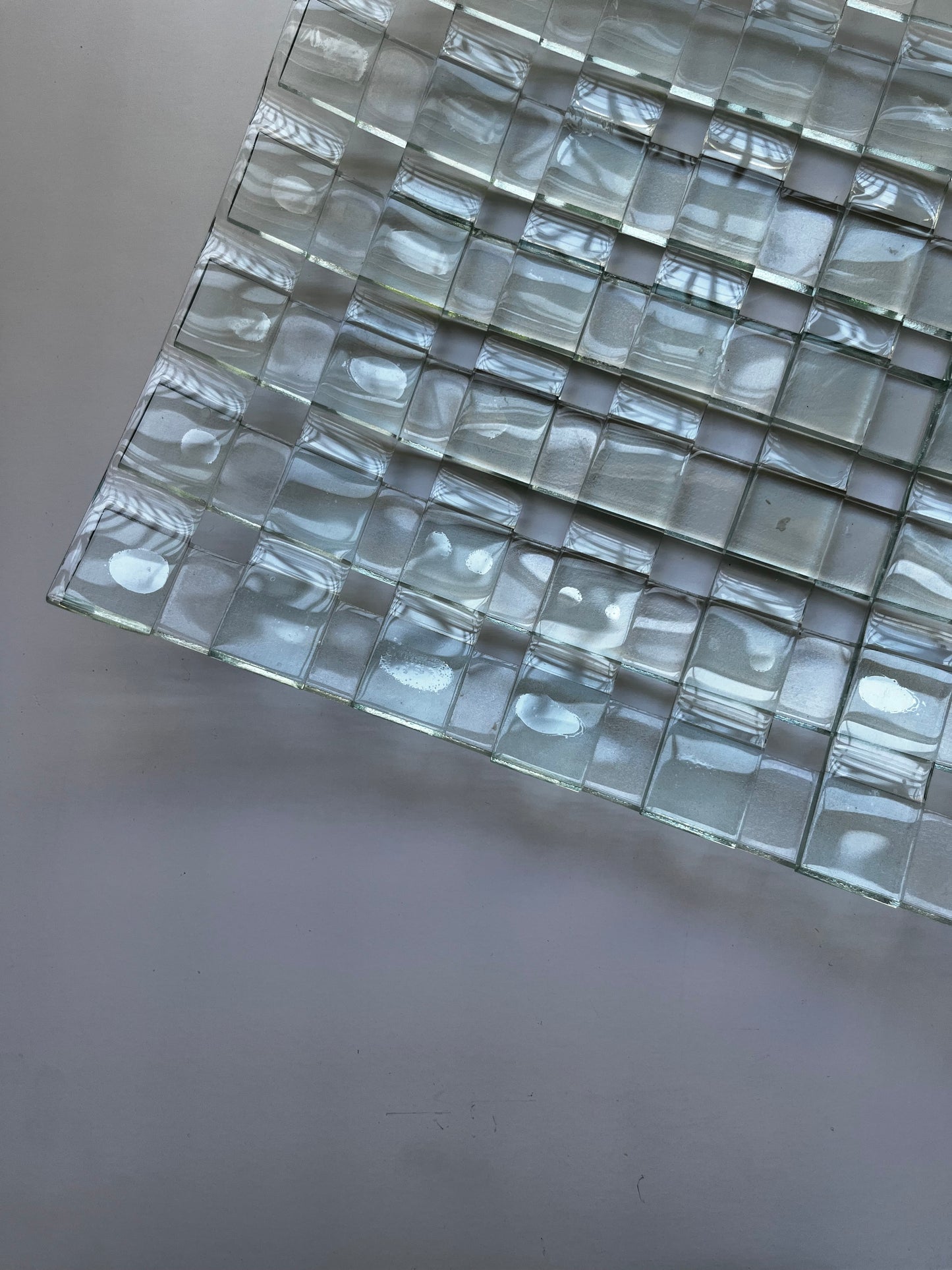 Seafoam Glass Grid Tray, 10”