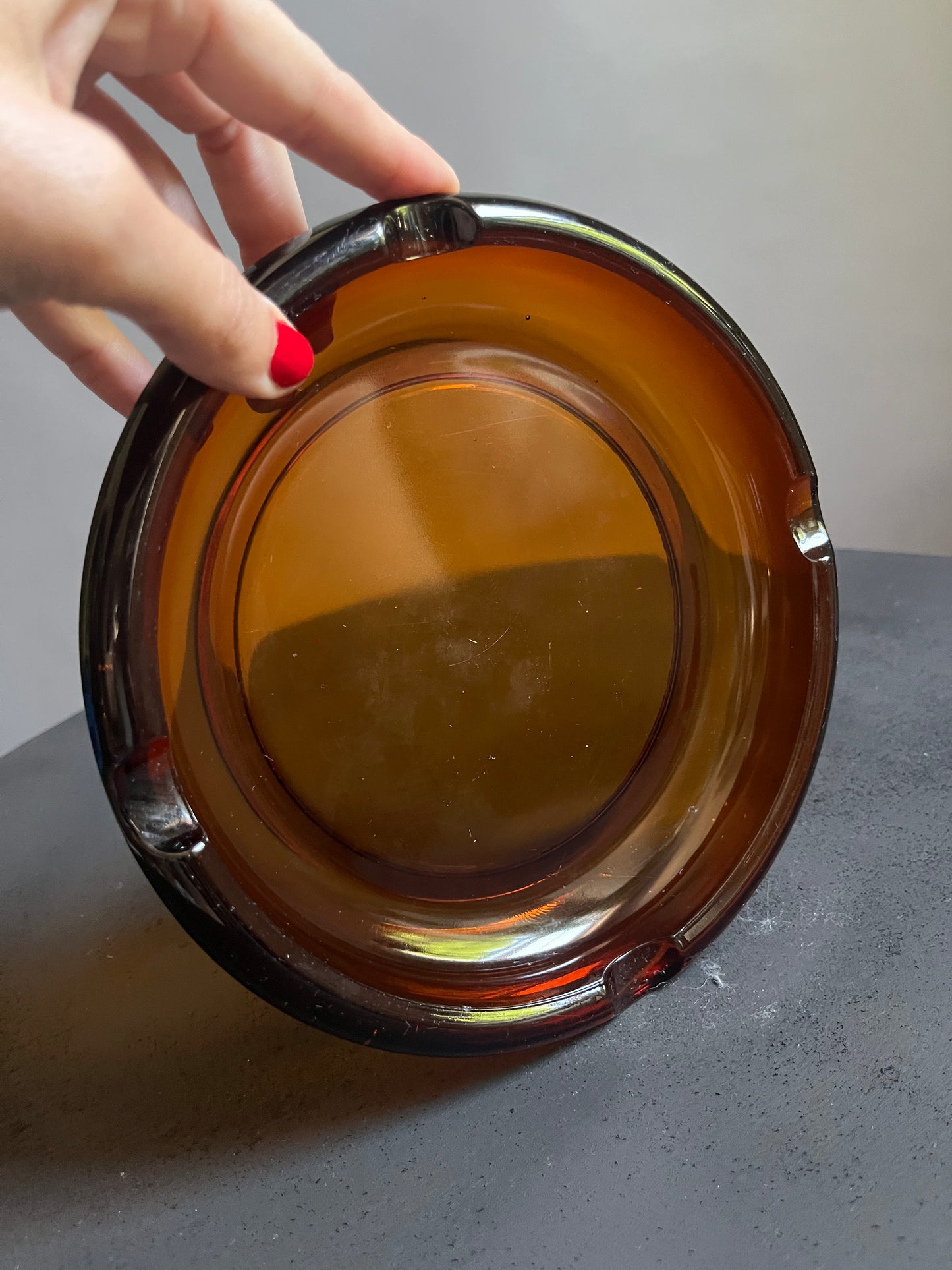 Large Amber Glass Ashtray