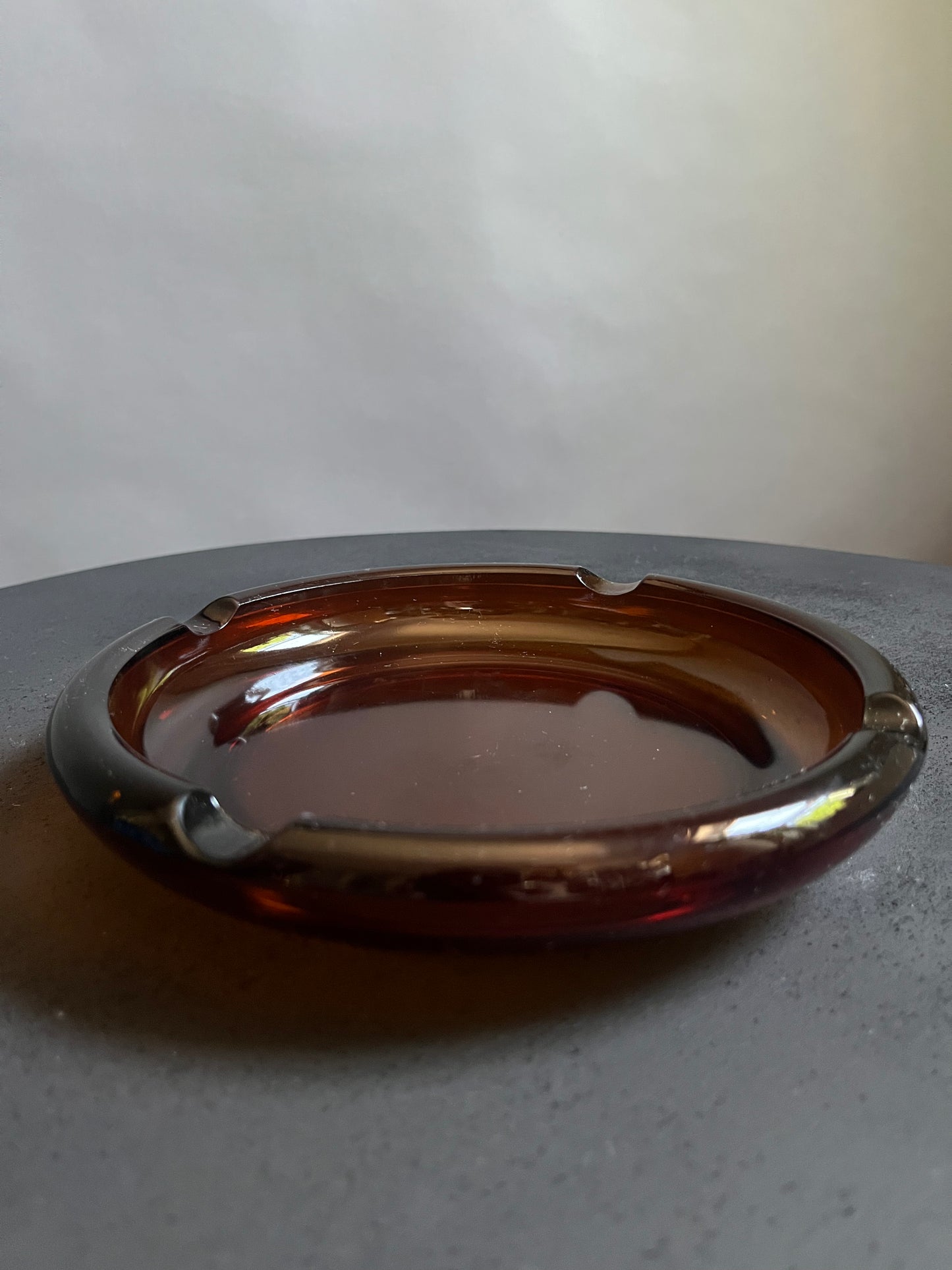 Large Amber Glass Ashtray
