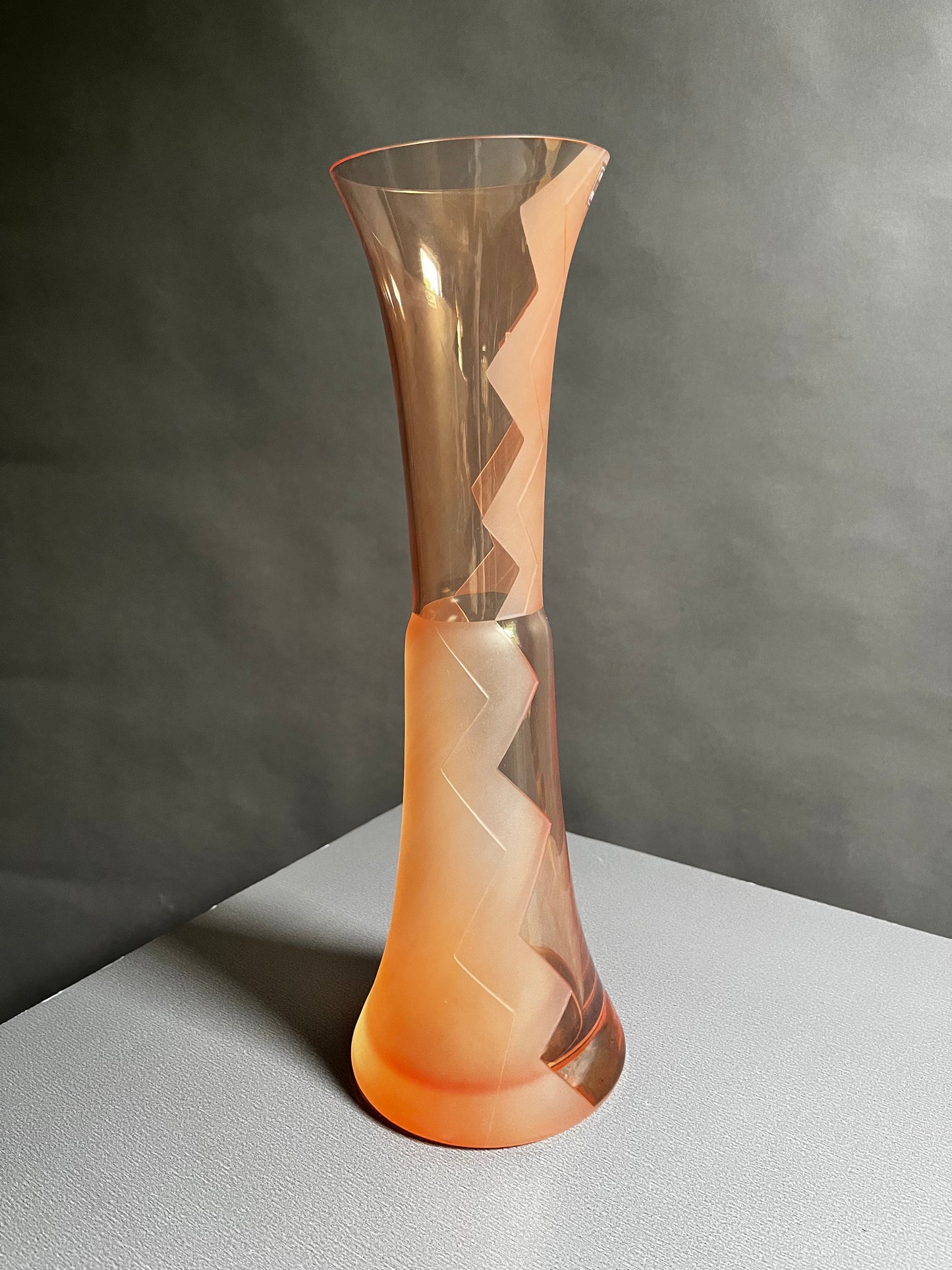 Vintage Glass Art Vase | Zigzag Frosted Design made in Poland