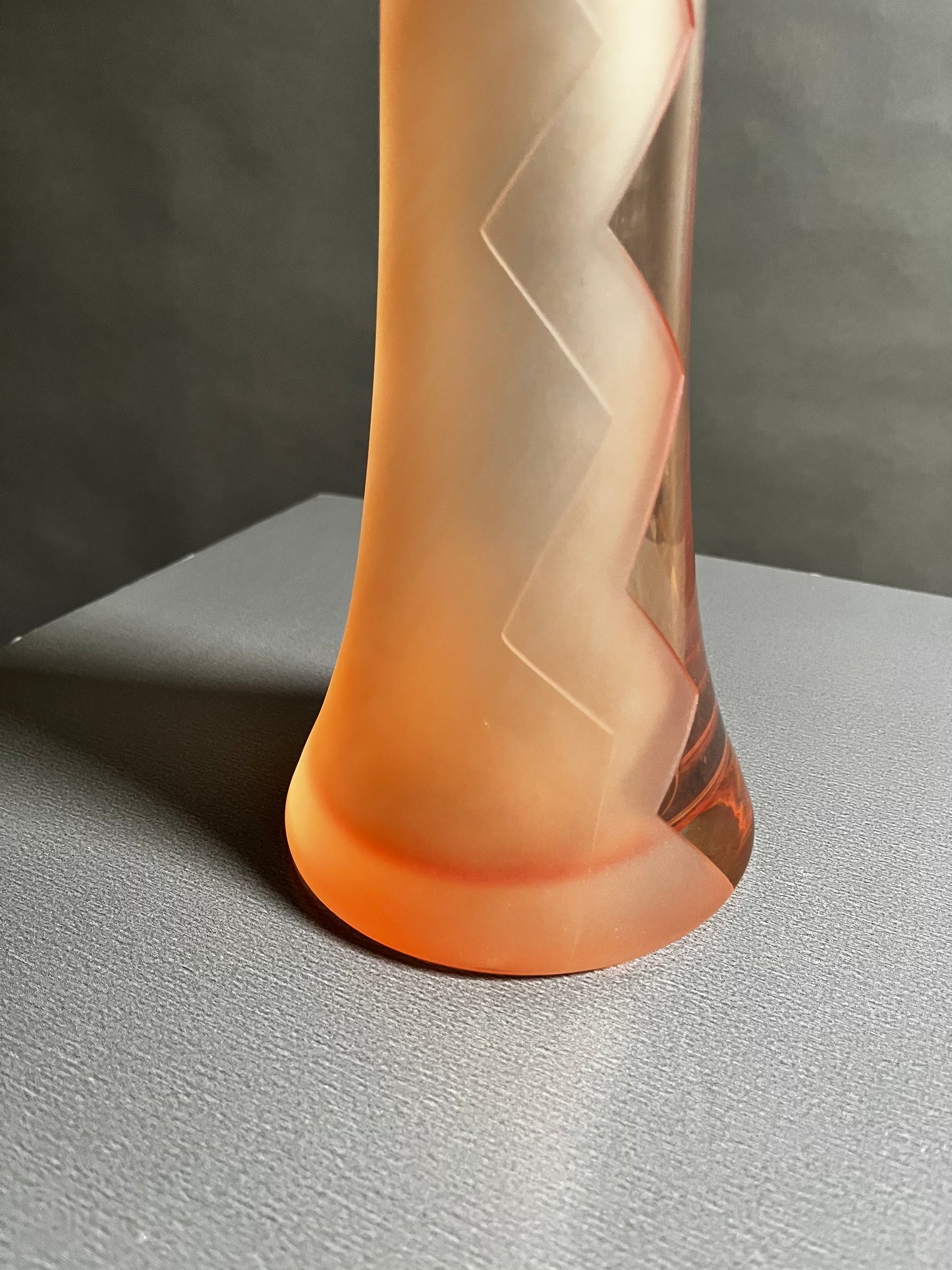 Vintage Glass Art Vase | Zigzag Frosted Design made in Poland