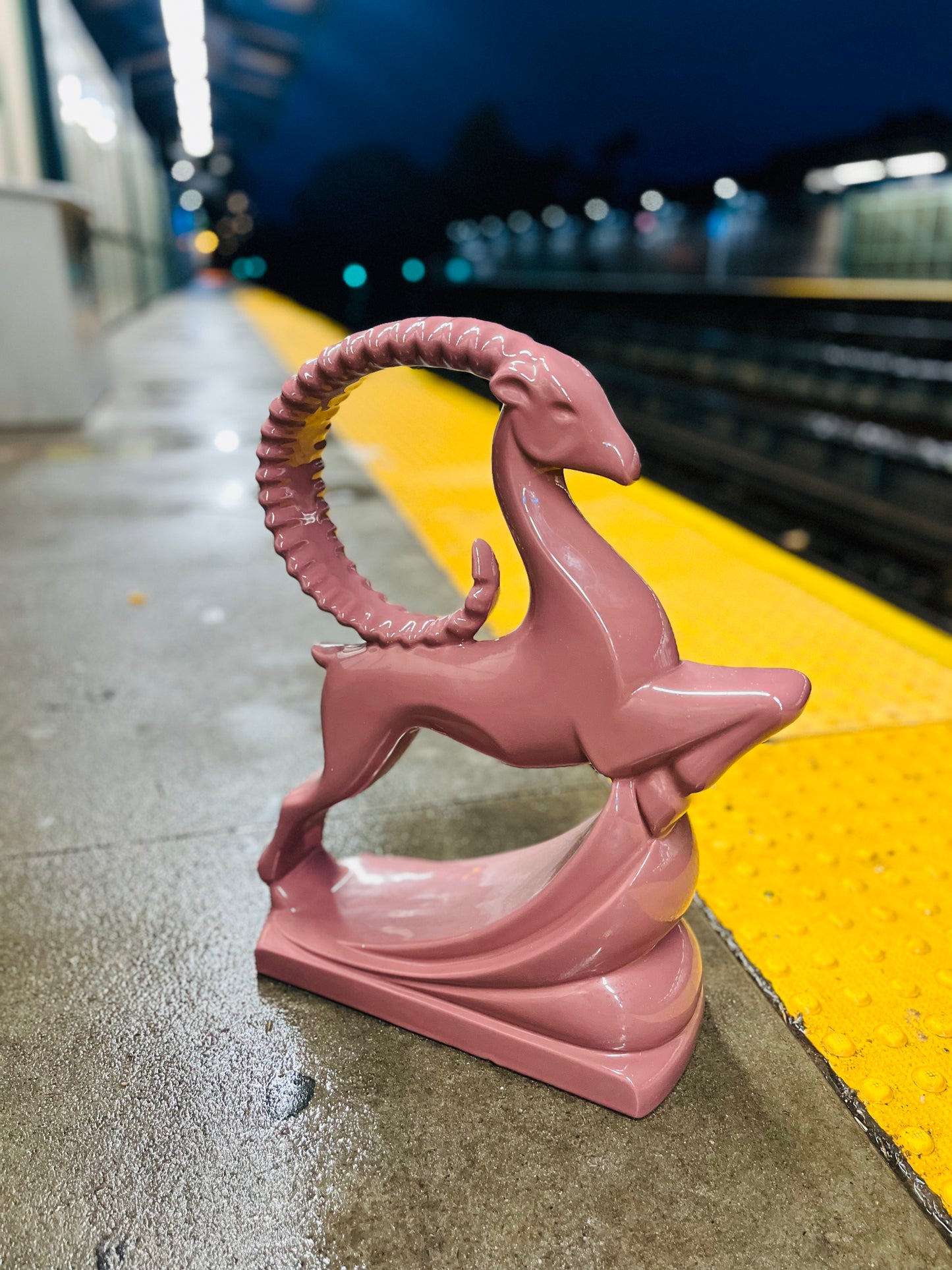 Haeger Mauve Antelope | Massive 1980s Ceramic Gazelle