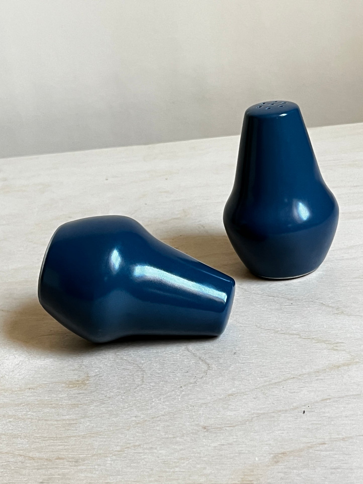 MCM Slate Blue Ceramic Salt & Pepper Shakers | Set of 2