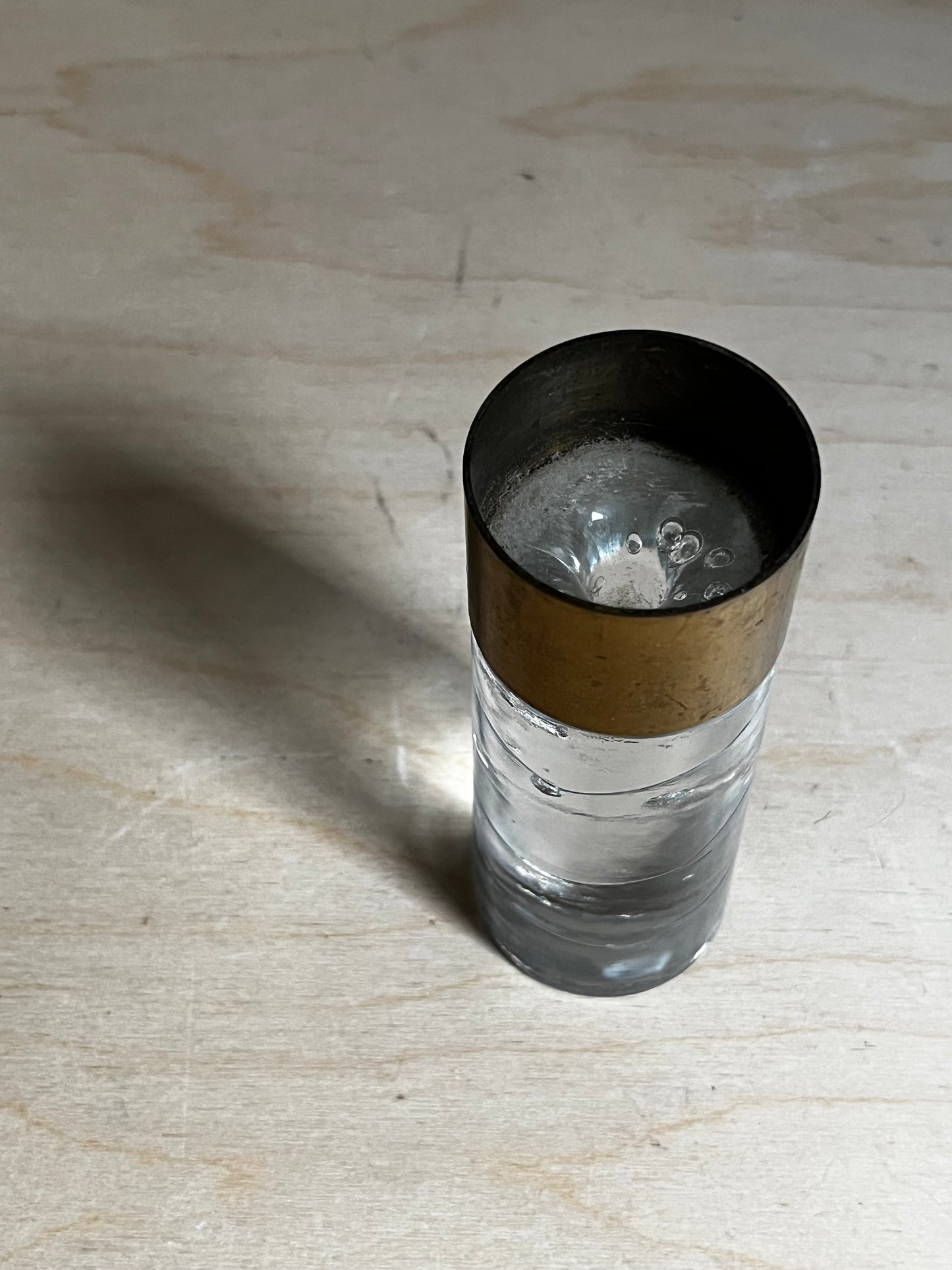 Nybro Glass + Brass Tealight Candle Holder