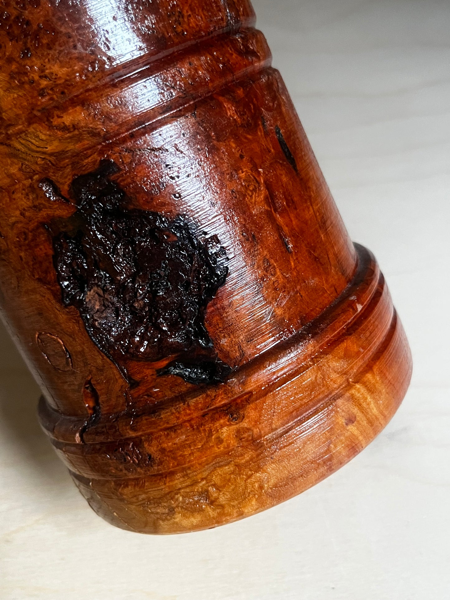 Burl Wood Taper Candle Holder | Hand Turned Sculptural Candlestick | 7”
