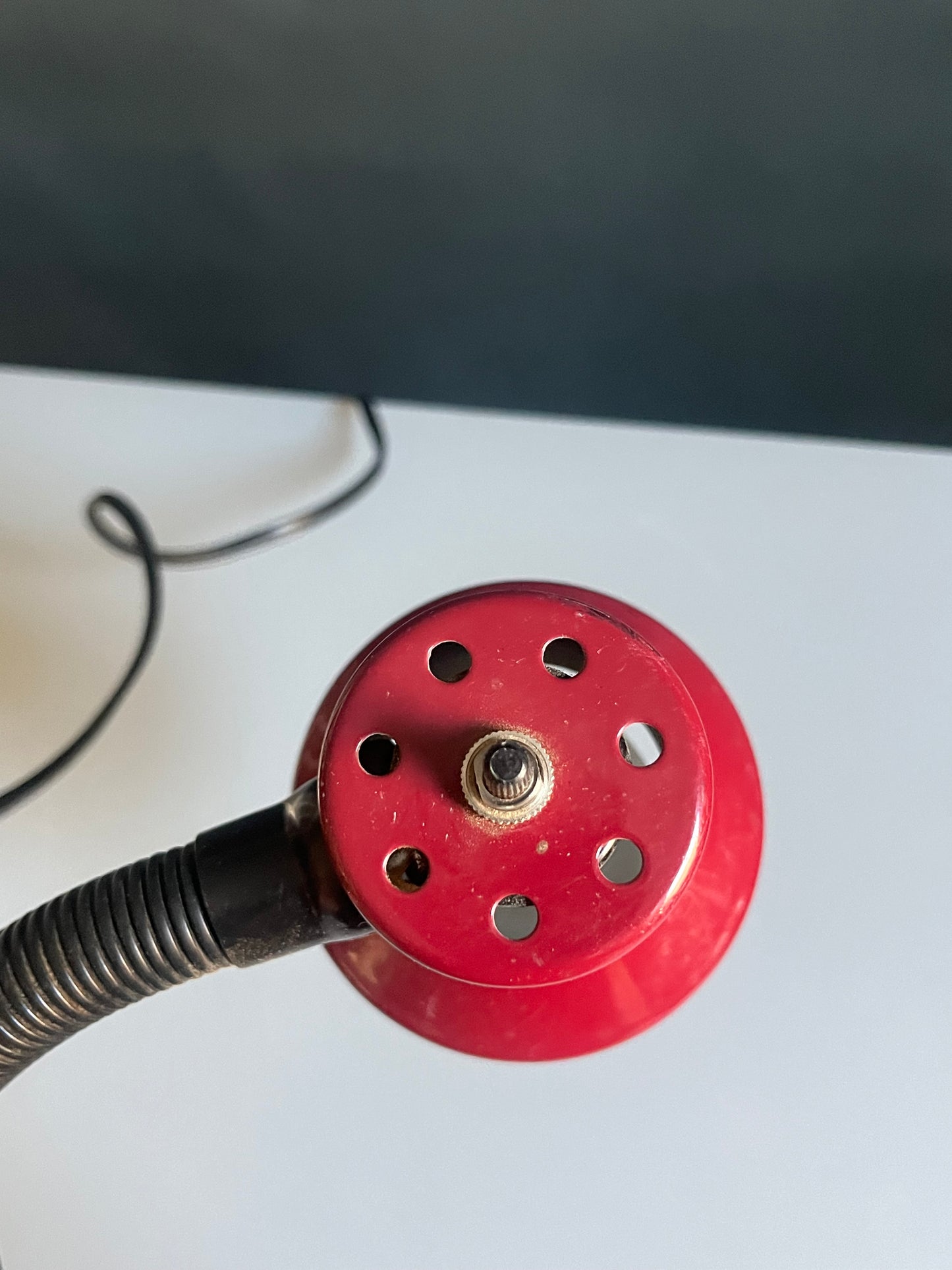 Maroon Gooseneck Clip Light | 1980s 1990s Mid century Revival