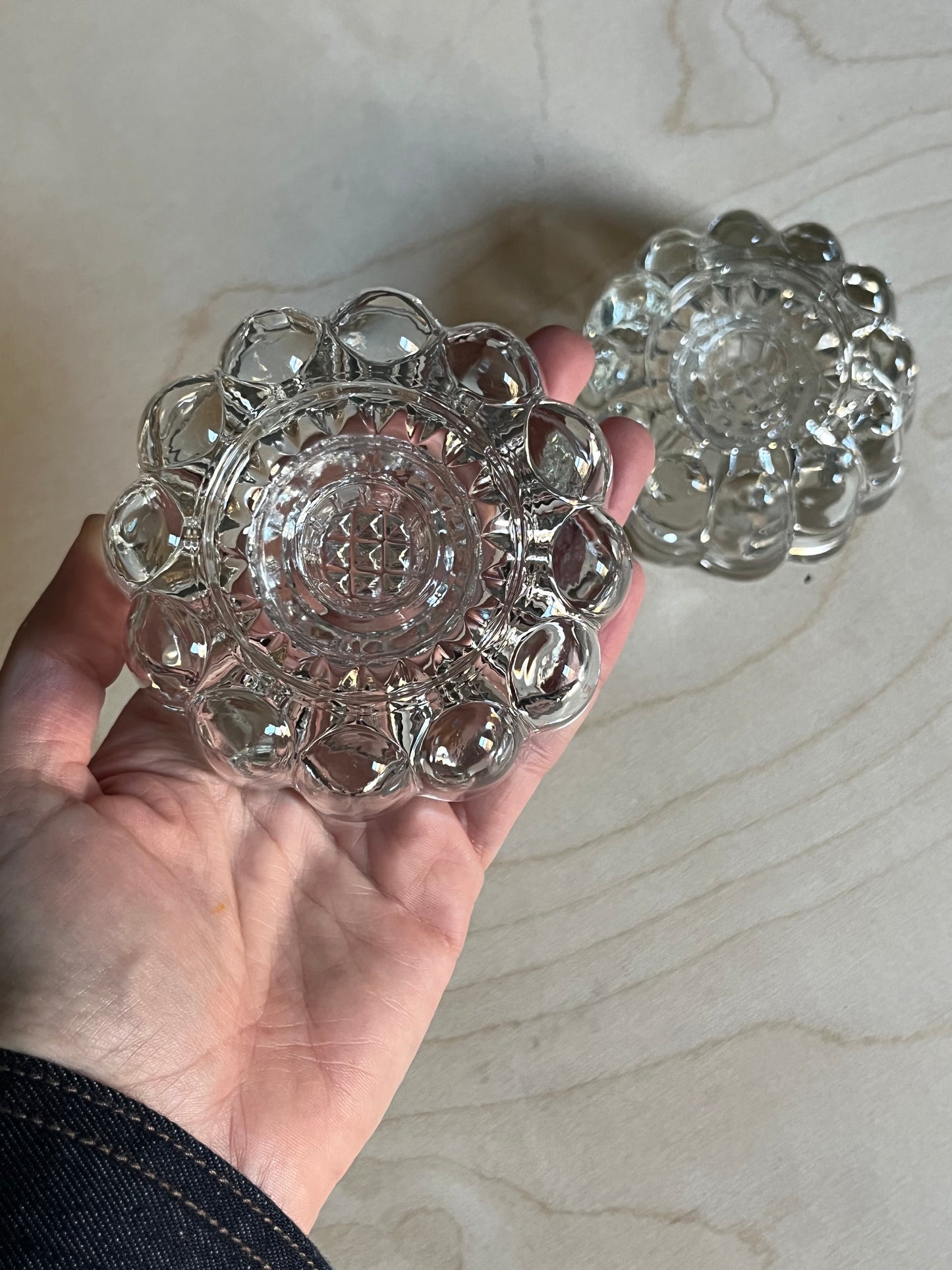 Chunky Bubble Glass Taper Holders | Set of 2