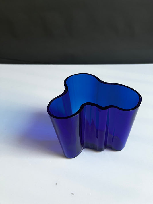 Alvar Aalto Cobalt Glass Vase by Iittala