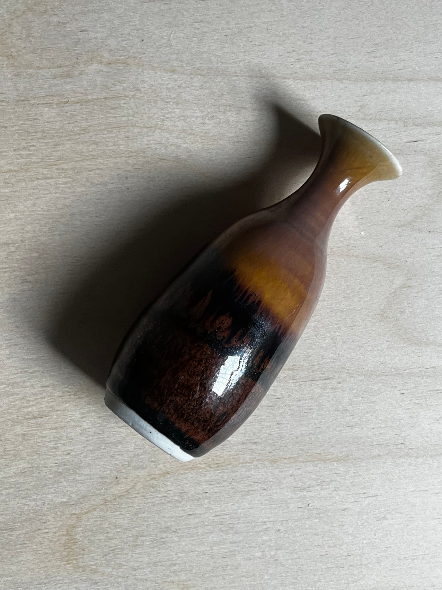 Vintage Signed Studio Pottery Bud Vase | Brown Drip Glaze Ceramic Vase