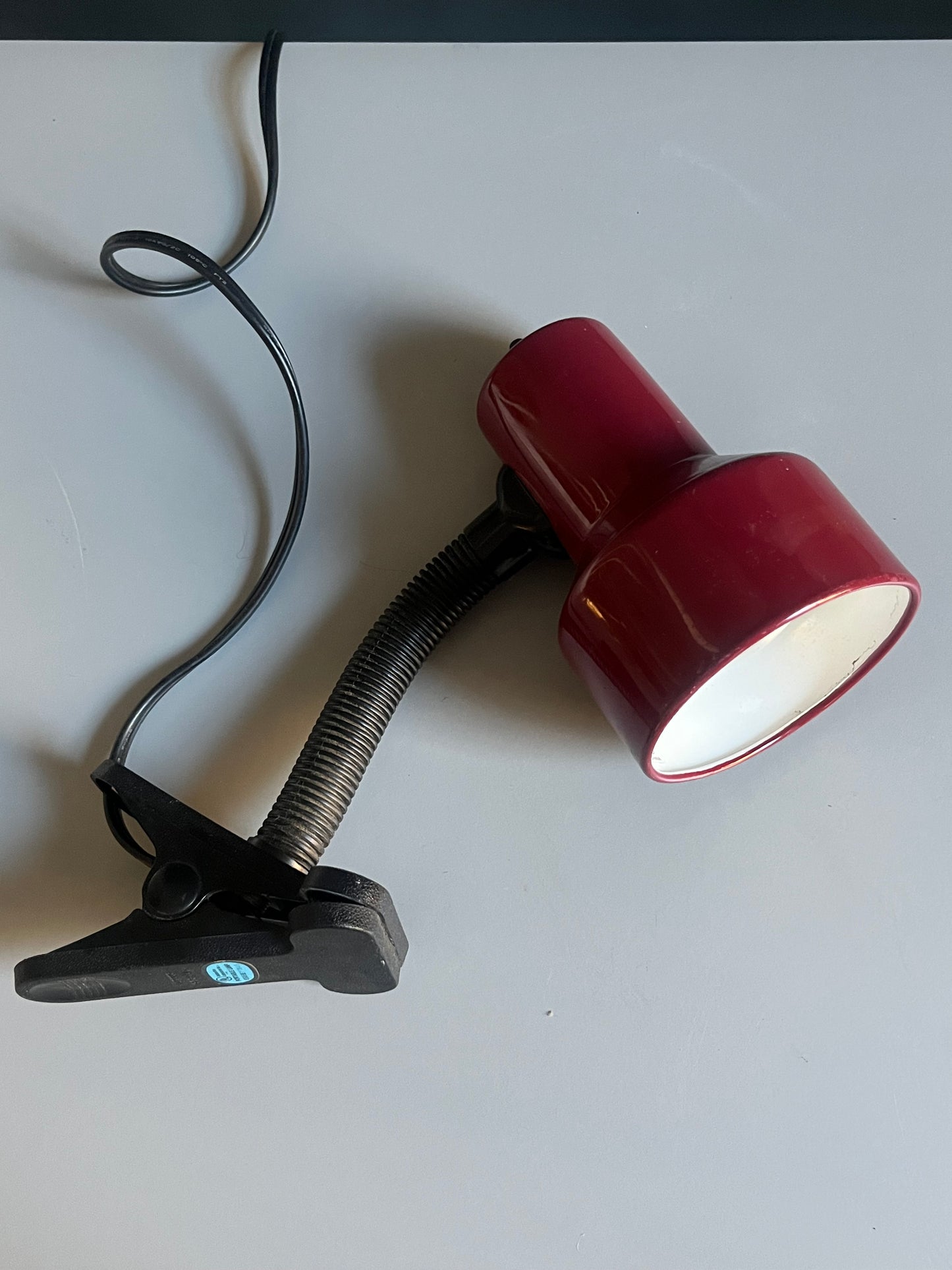 Maroon Gooseneck Clip Light | 1980s 1990s Mid century Revival