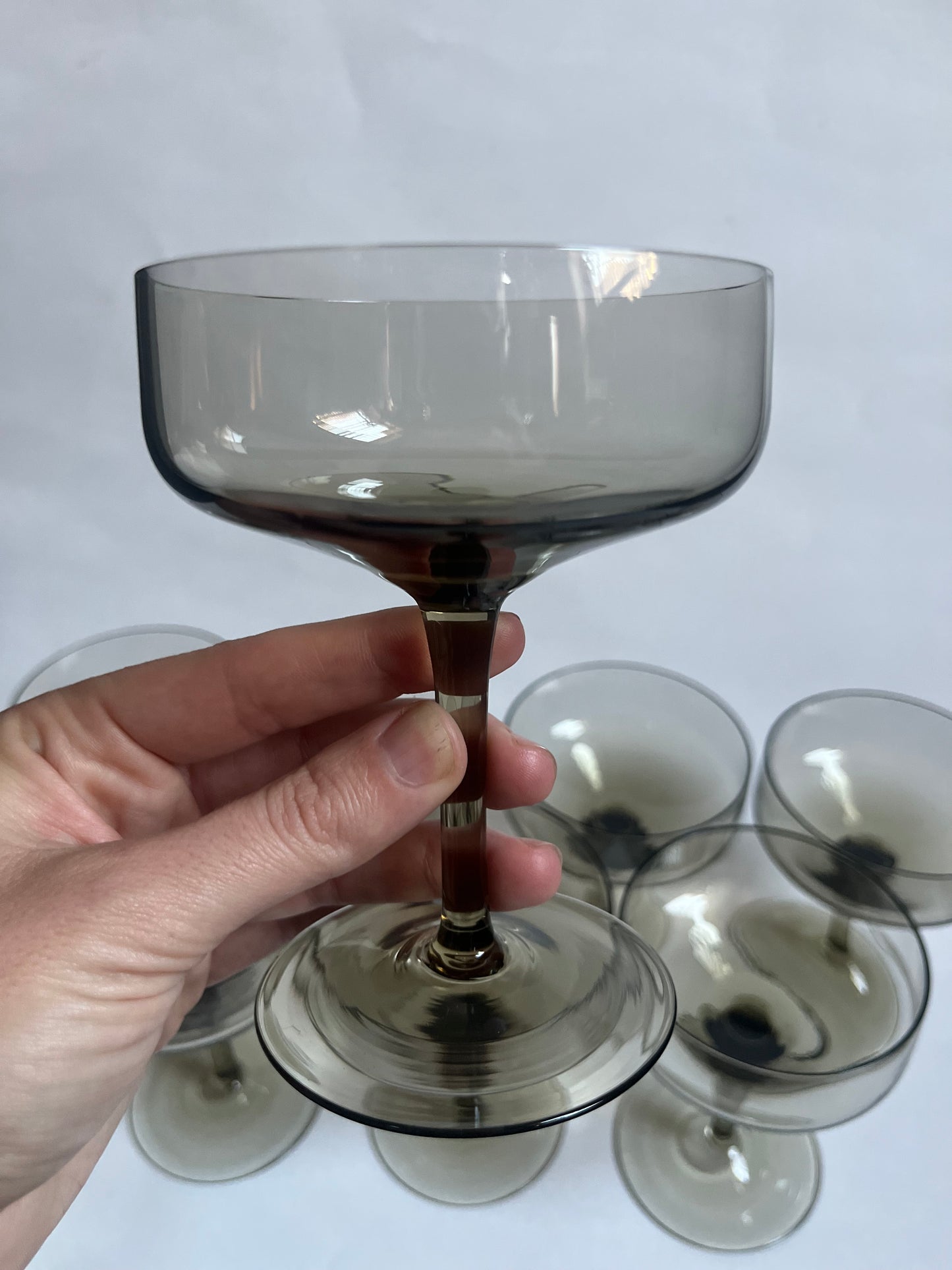 MCM Smokey Glass Coupes | Set of 8