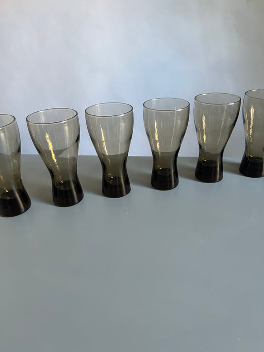 1970s Smoky Pilsner Glasses | MCM Barware | Set of 6