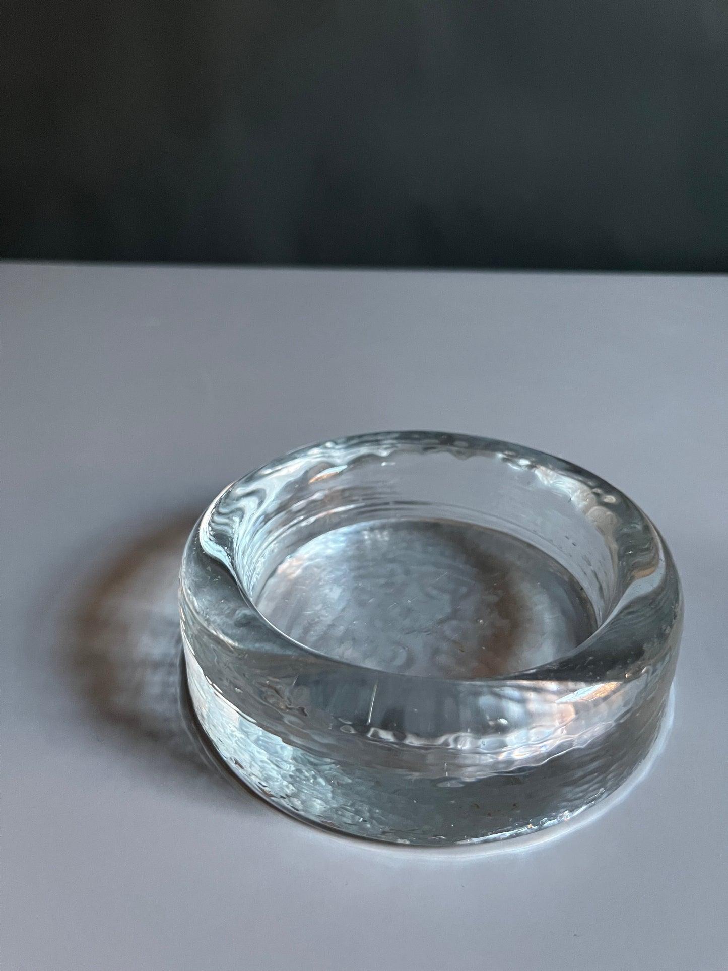 Clear Textured Glass Ashtray / Jewelry Dish