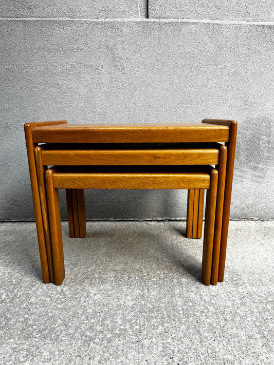 1960s Oak Nesting Tables | Set of 3
