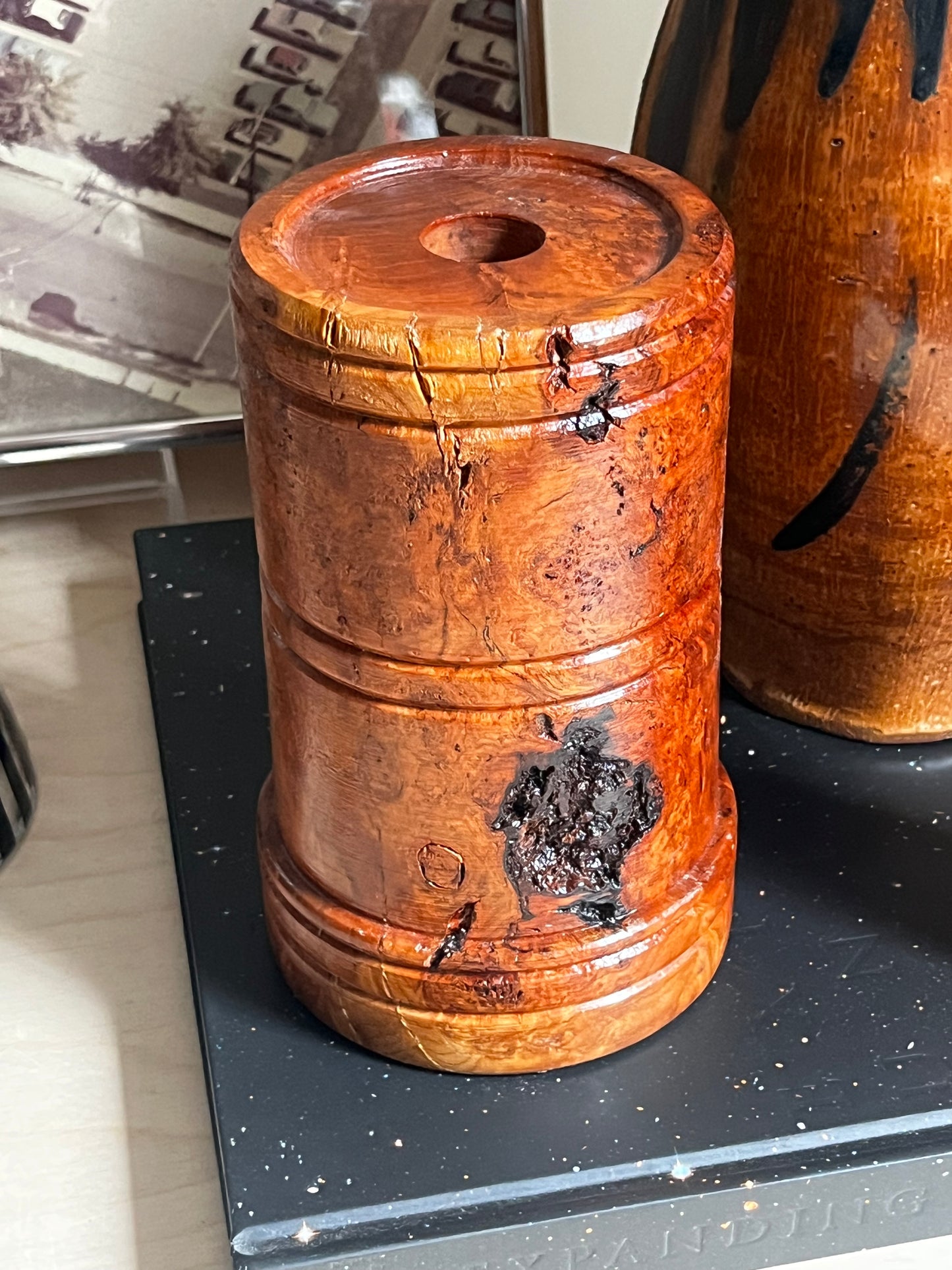 Burl Wood Taper Candle Holder | Hand Turned Sculptural Candlestick | 7”