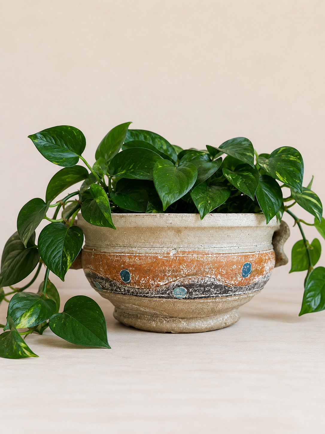 Handmade Clay Planter with Side Handles | Earth Tone Studio Pottery