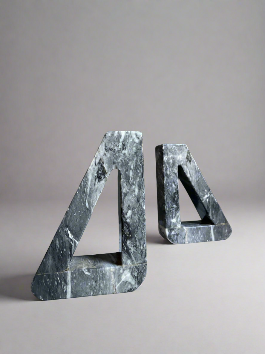 Modern Geometric Marble Bookends