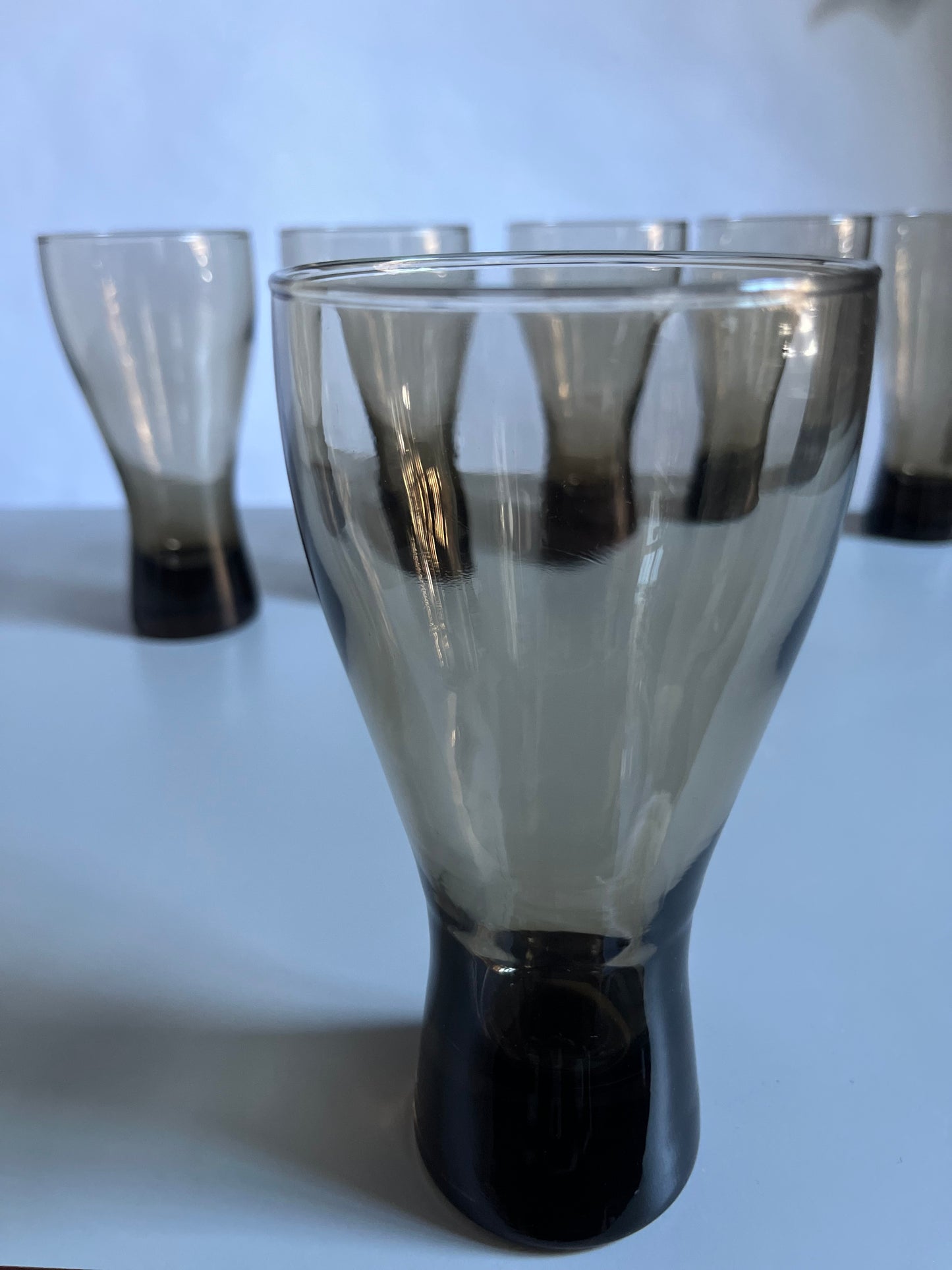 1970s Smoky Pilsner Glasses | MCM Barware | Set of 6
