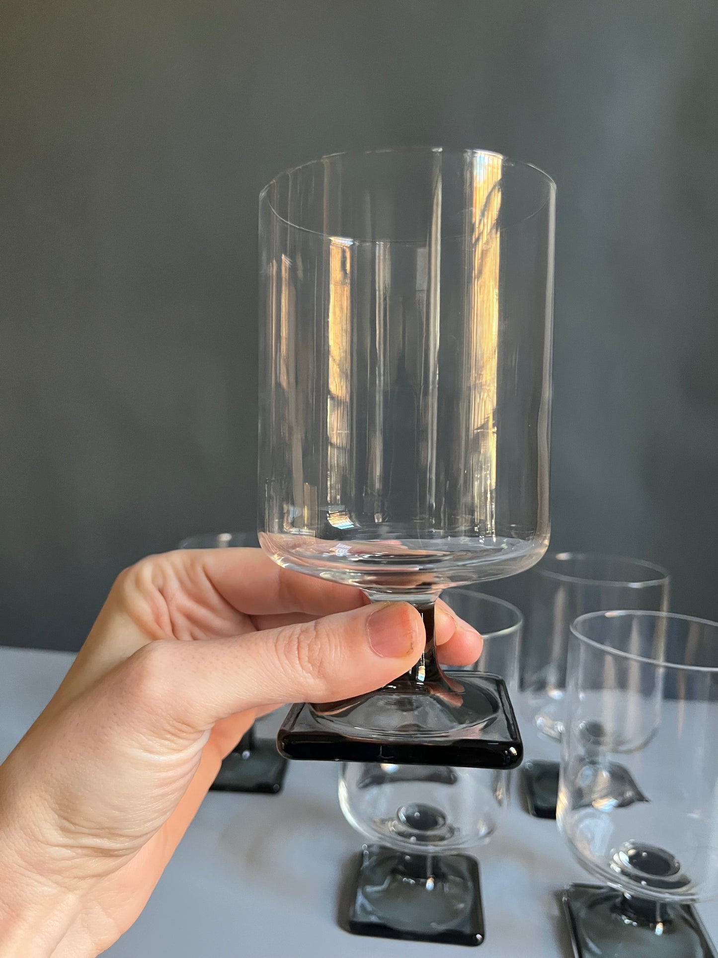 Federal Glass Nordic Midnight Smoked Gray Goblets | Set of 6