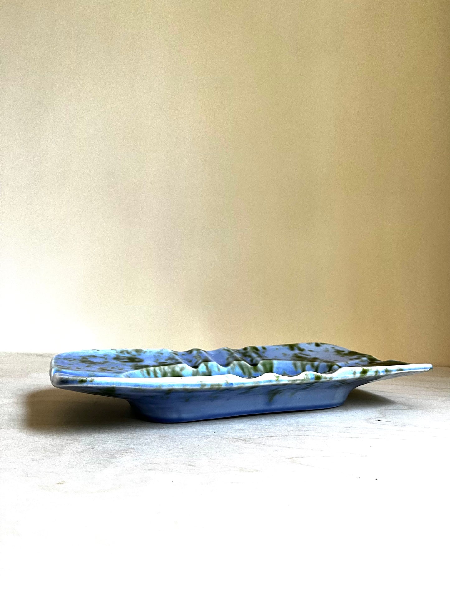 Stangl Caribbean Blue Green Drip Glaze Ceramic Ashtray/ Catch All
