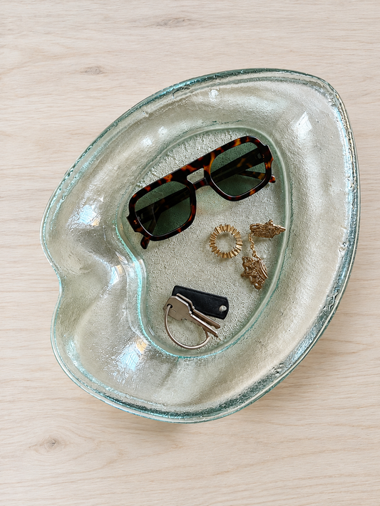 Sculptural Glass Catchall Tray | Organic Freeform Design | Seafoam Green