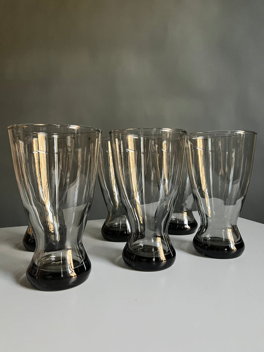 Mid Century Smoked Gray Drinking Glassware | Set of 6