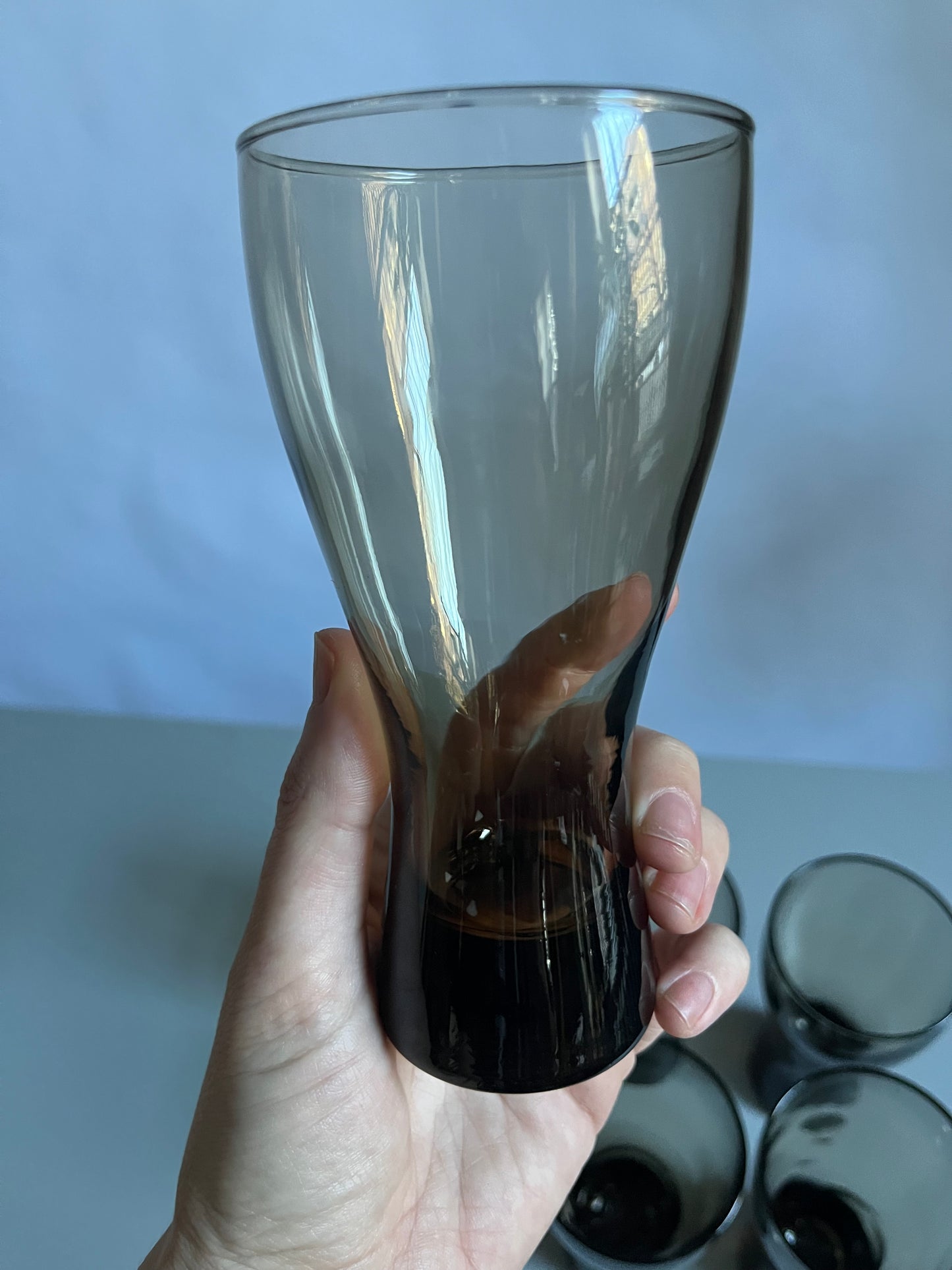 1970s Smoky Pilsner Glasses | MCM Barware | Set of 6