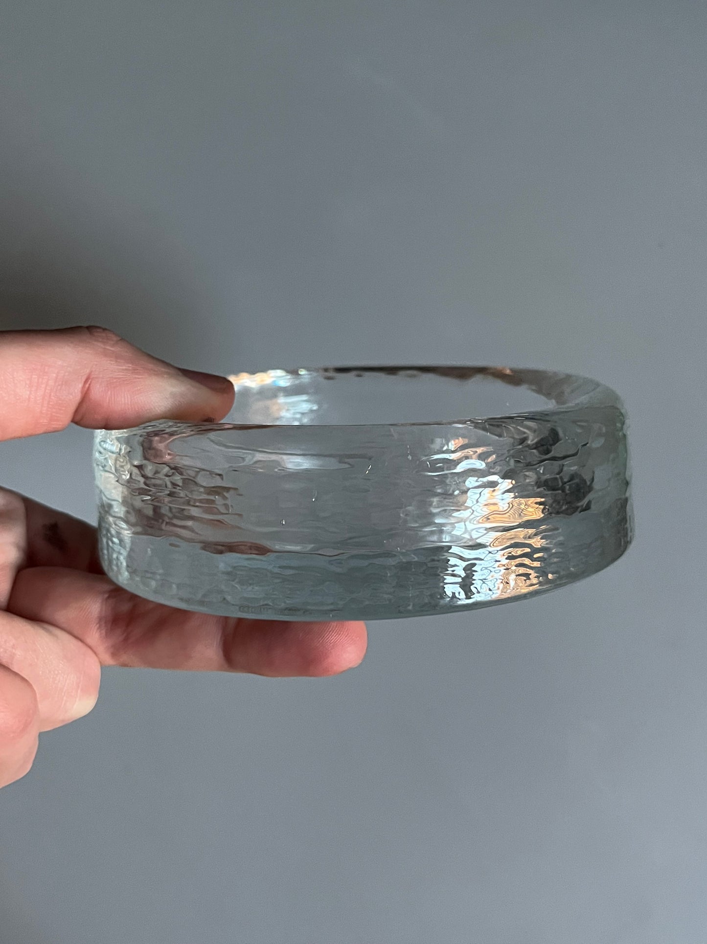 Clear Textured Glass Ashtray / Jewelry Dish