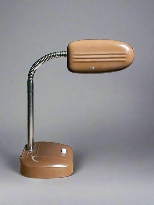 1950s Brown Gooseneck Desk Lamp
