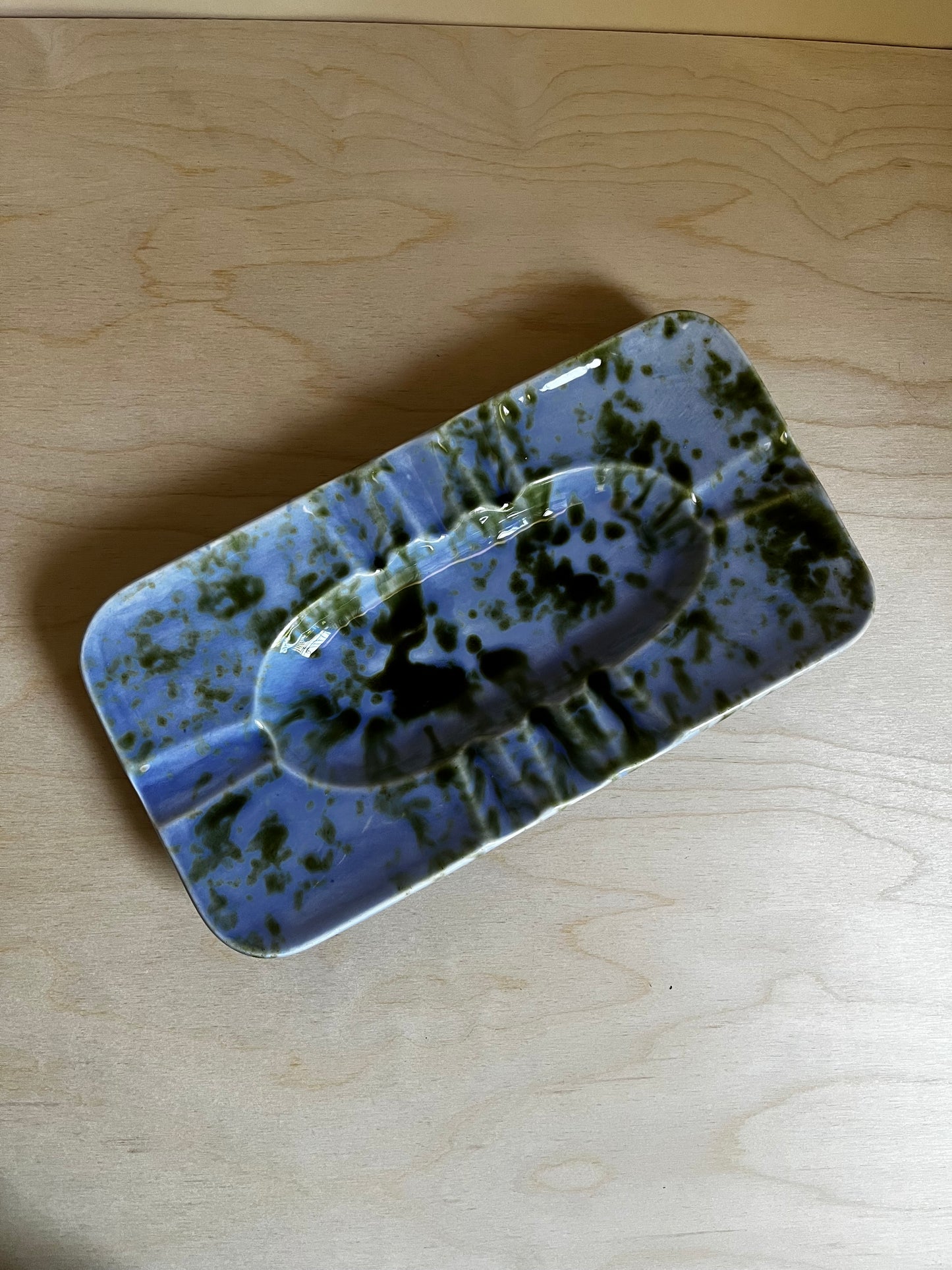 Stangl Caribbean Blue Green Drip Glaze Ceramic Ashtray/ Catch All