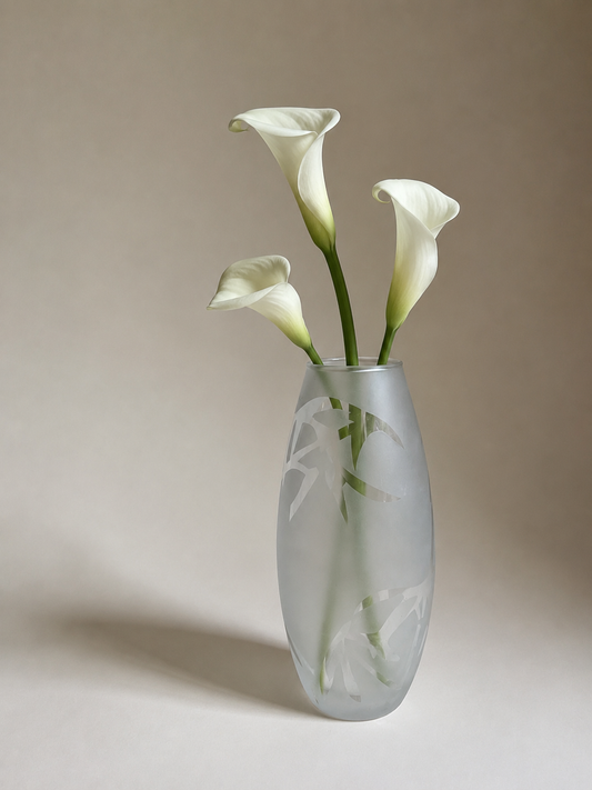 Frosted Glass Vase w. Organic Motif