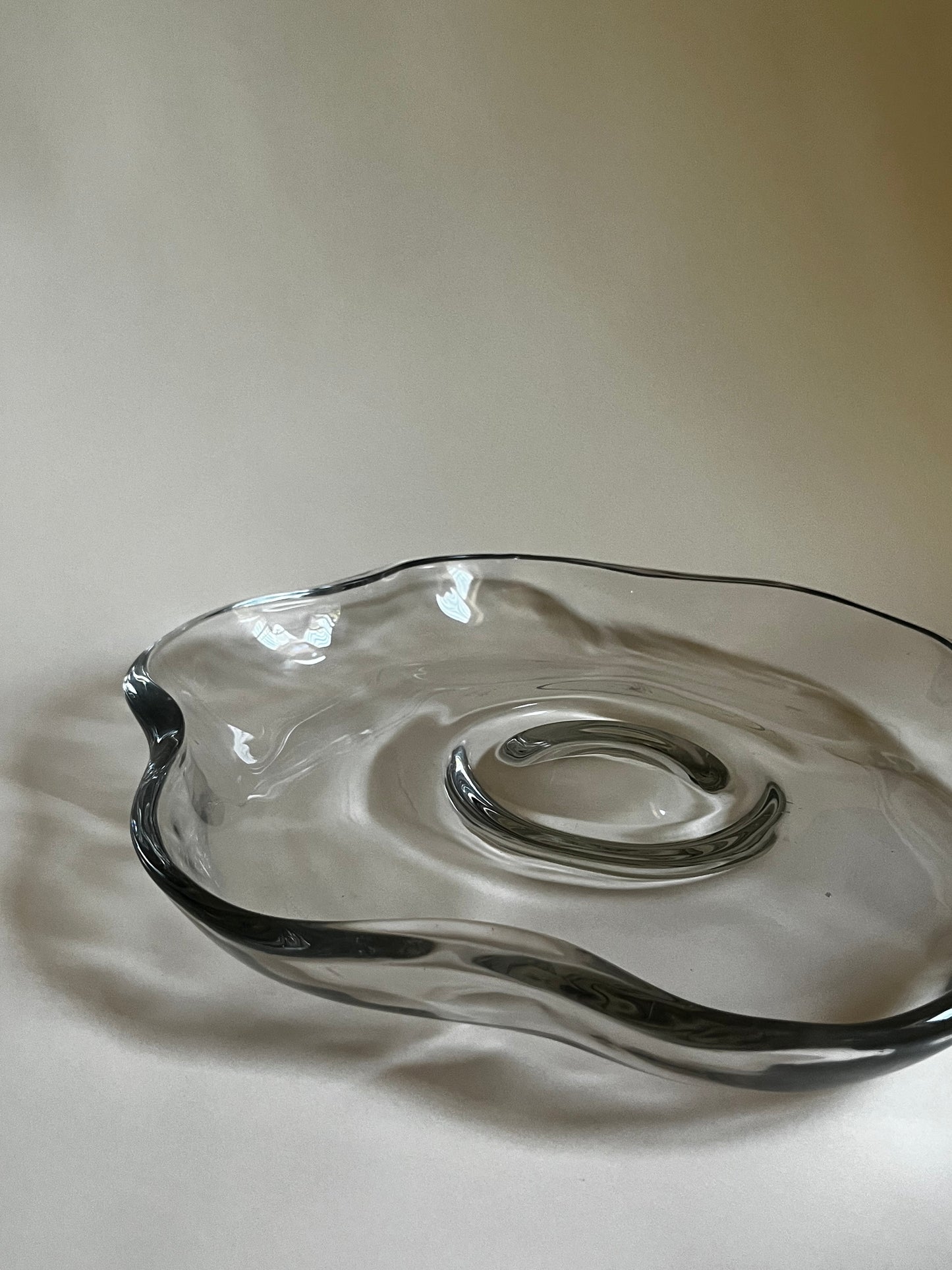 Fostoria ‘Lily Pad’ Crystal Bowl | Sculptural Organic Modern Centerpiece