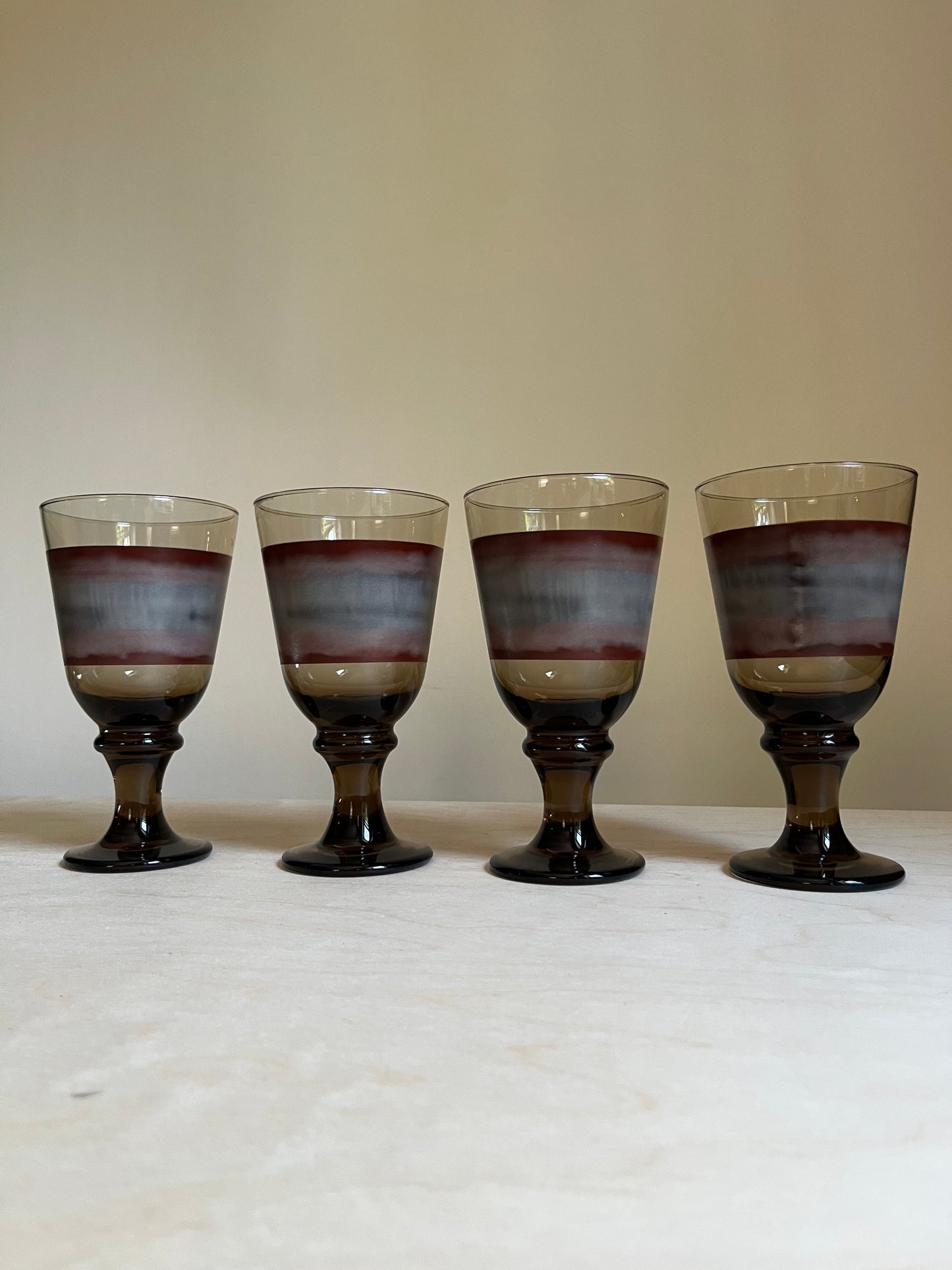 1970s Libbey Nova Brown Goblets | Set of 4