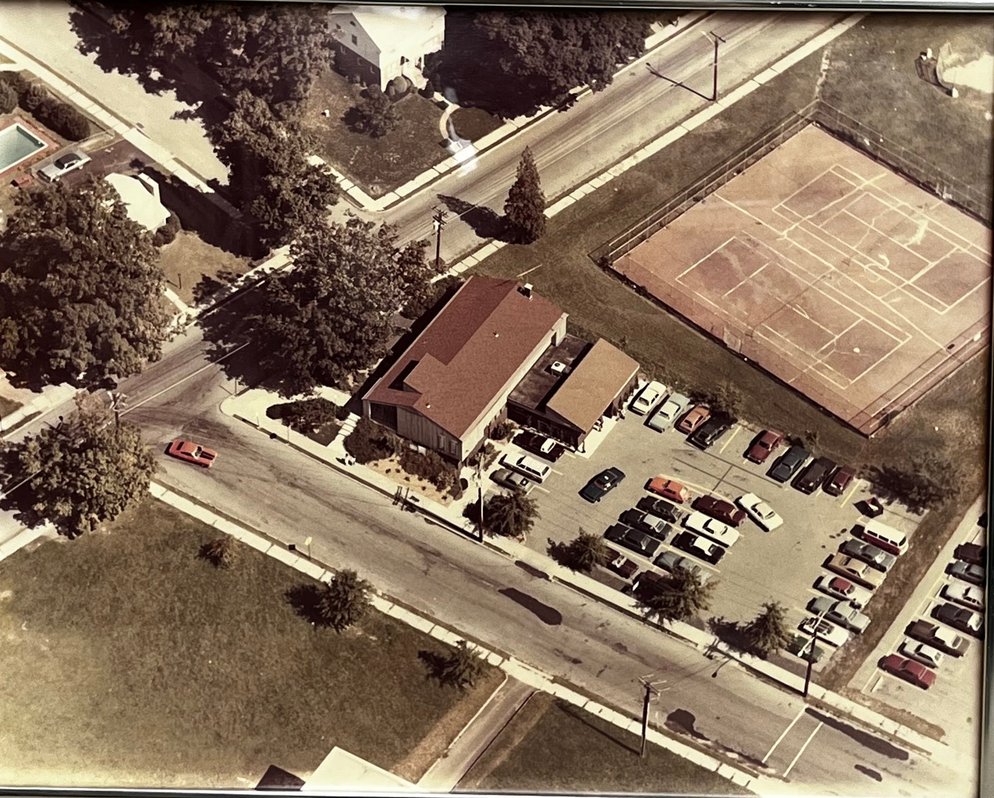1970s Aerial Photograph in Chrome Frame | Mid Century Modern Landscape Wall Art | 16x20