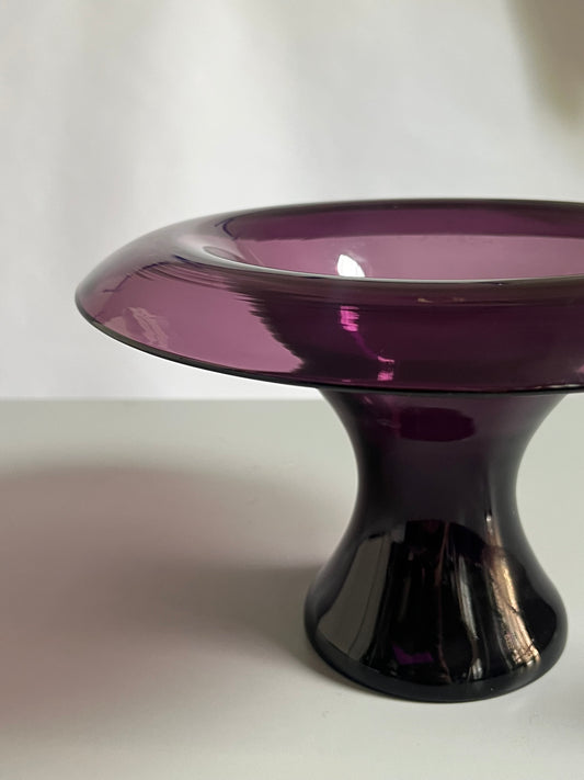 Amethyst Glass Pedestal Compote Bowl