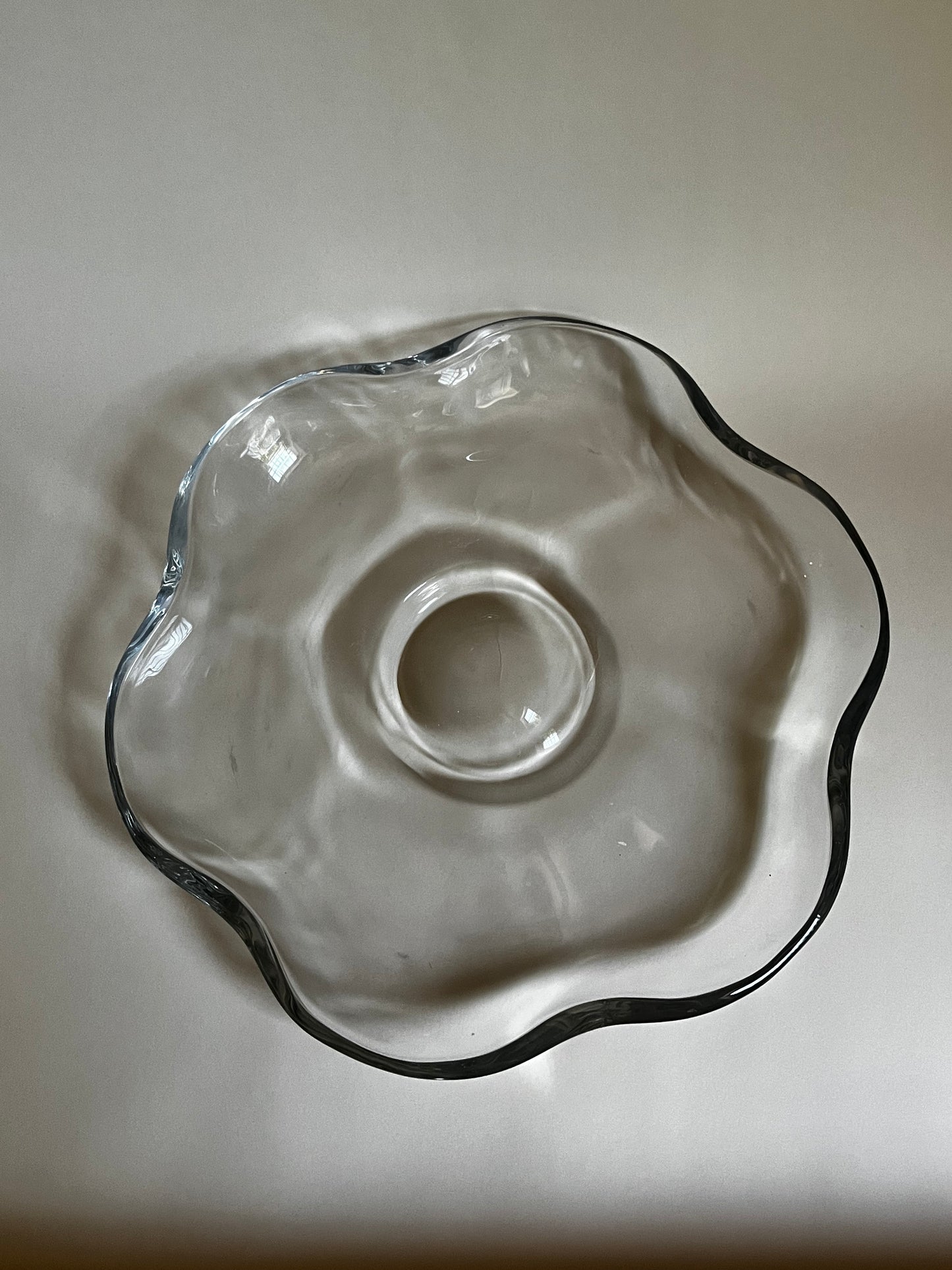 Fostoria ‘Lily Pad’ Crystal Bowl | Sculptural Organic Modern Centerpiece