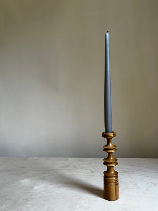 Scandinavian Modern Turned Wood Taper Candle Holder