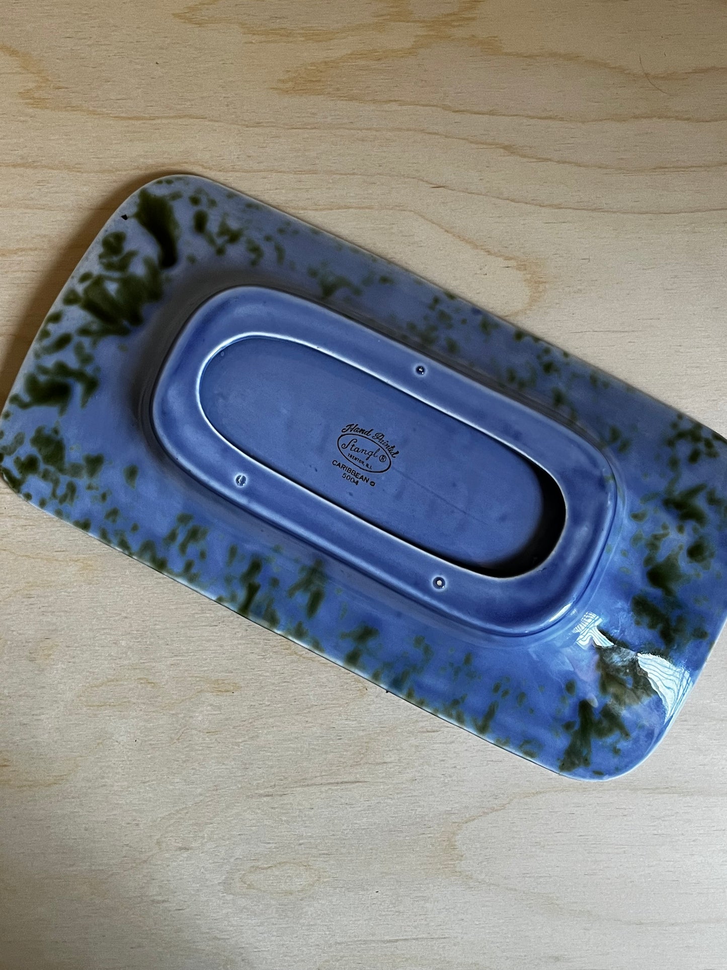 Stangl Caribbean Blue Green Drip Glaze Ceramic Ashtray/ Catch All