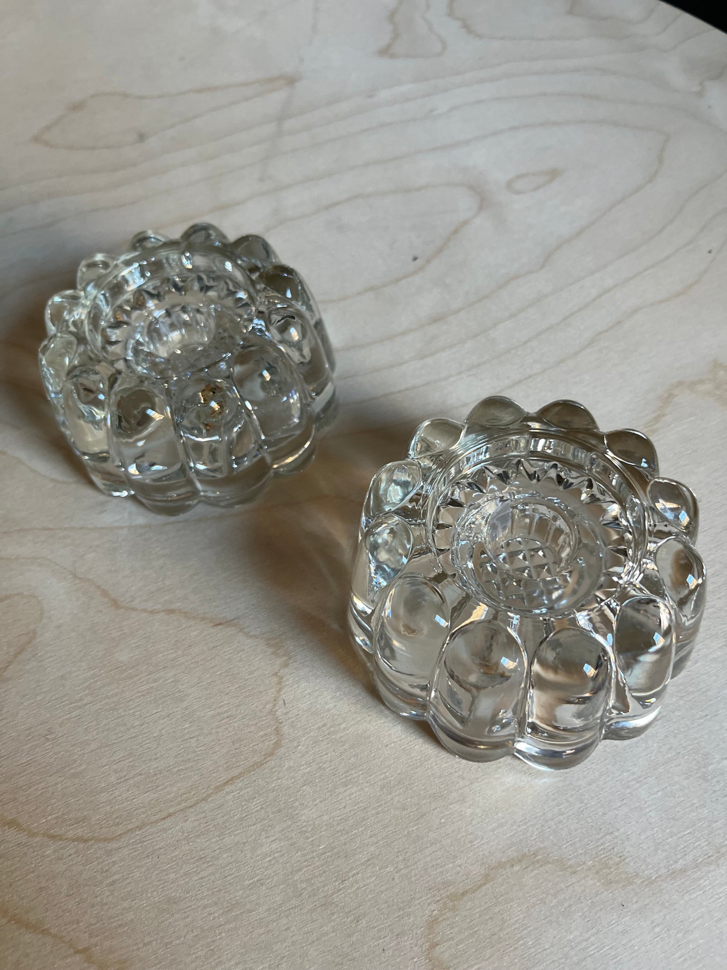 Chunky Bubble Glass Taper Holders | Set of 2