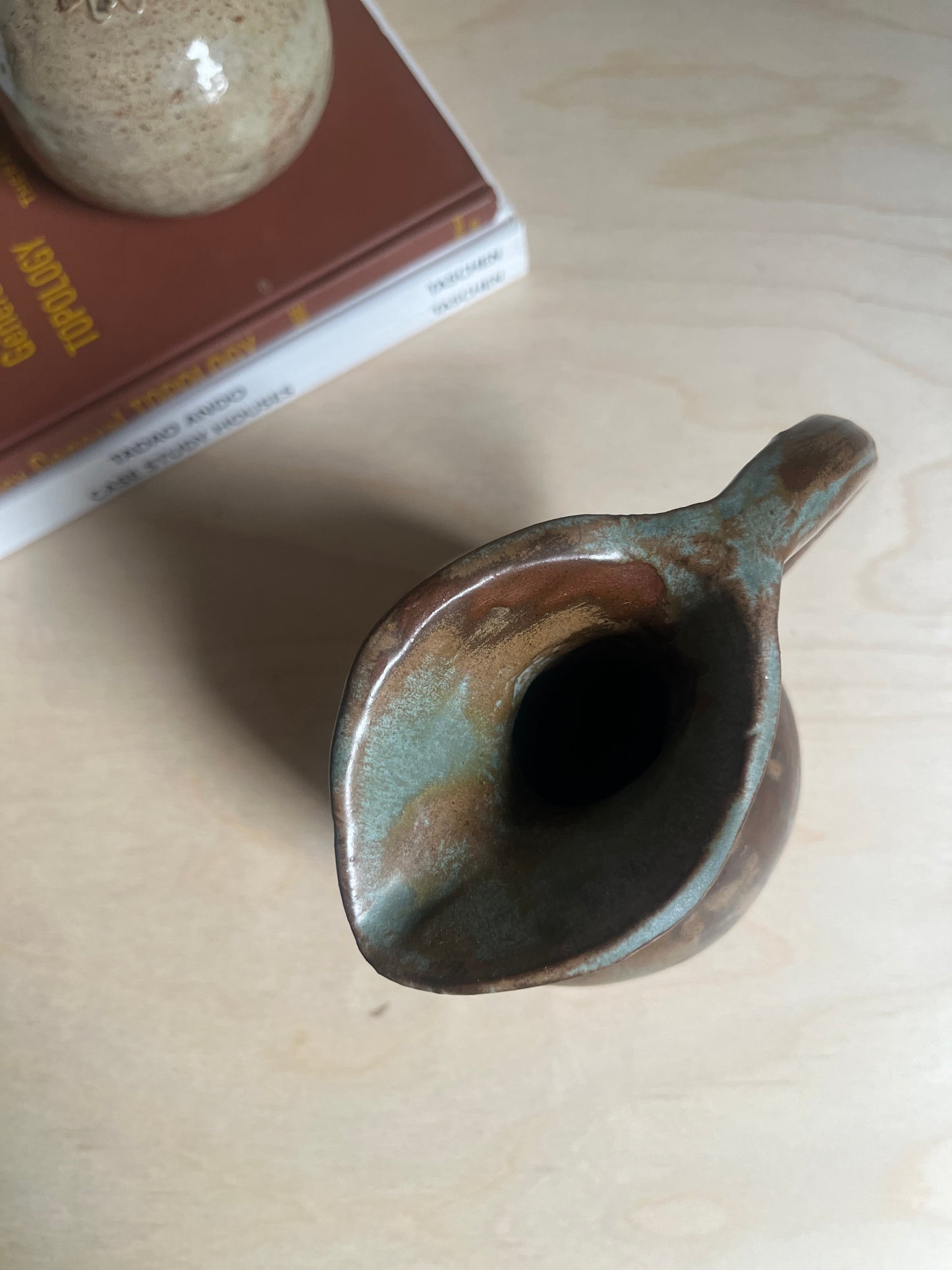 Handmade Studio Pottery Ceramic Pitcher | Brown & Green Glazed Stoneware Jug