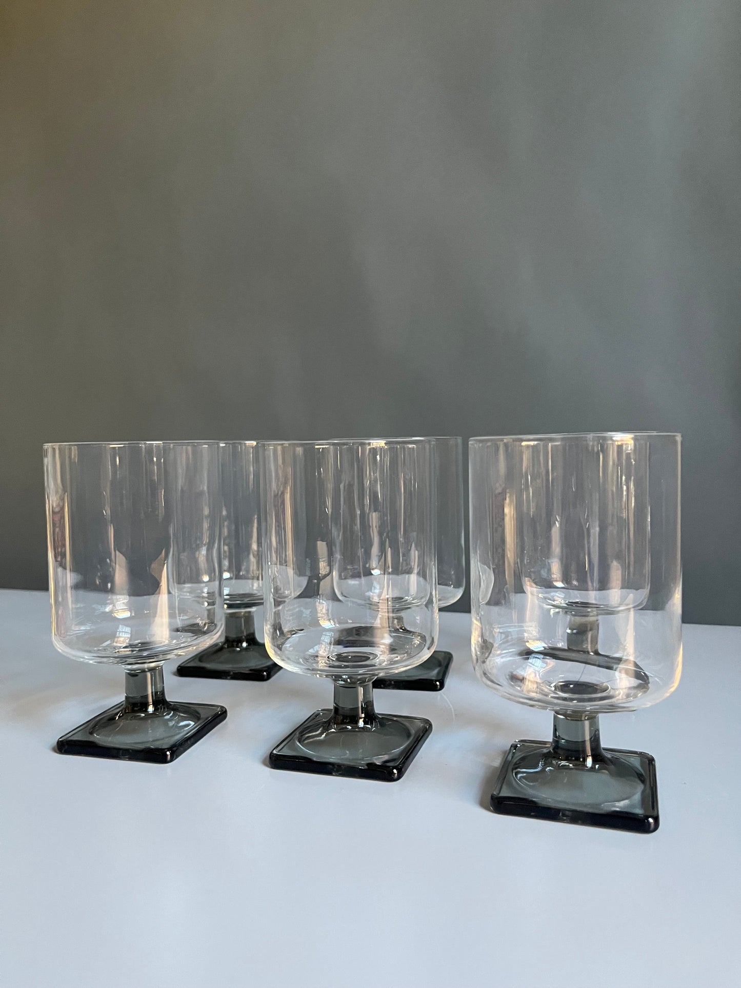 Federal Glass Nordic Midnight Smoked Gray Goblets | Set of 6