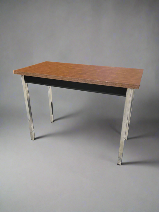 Bevis Modern Woodgrain + Chrome Desk | Console Table