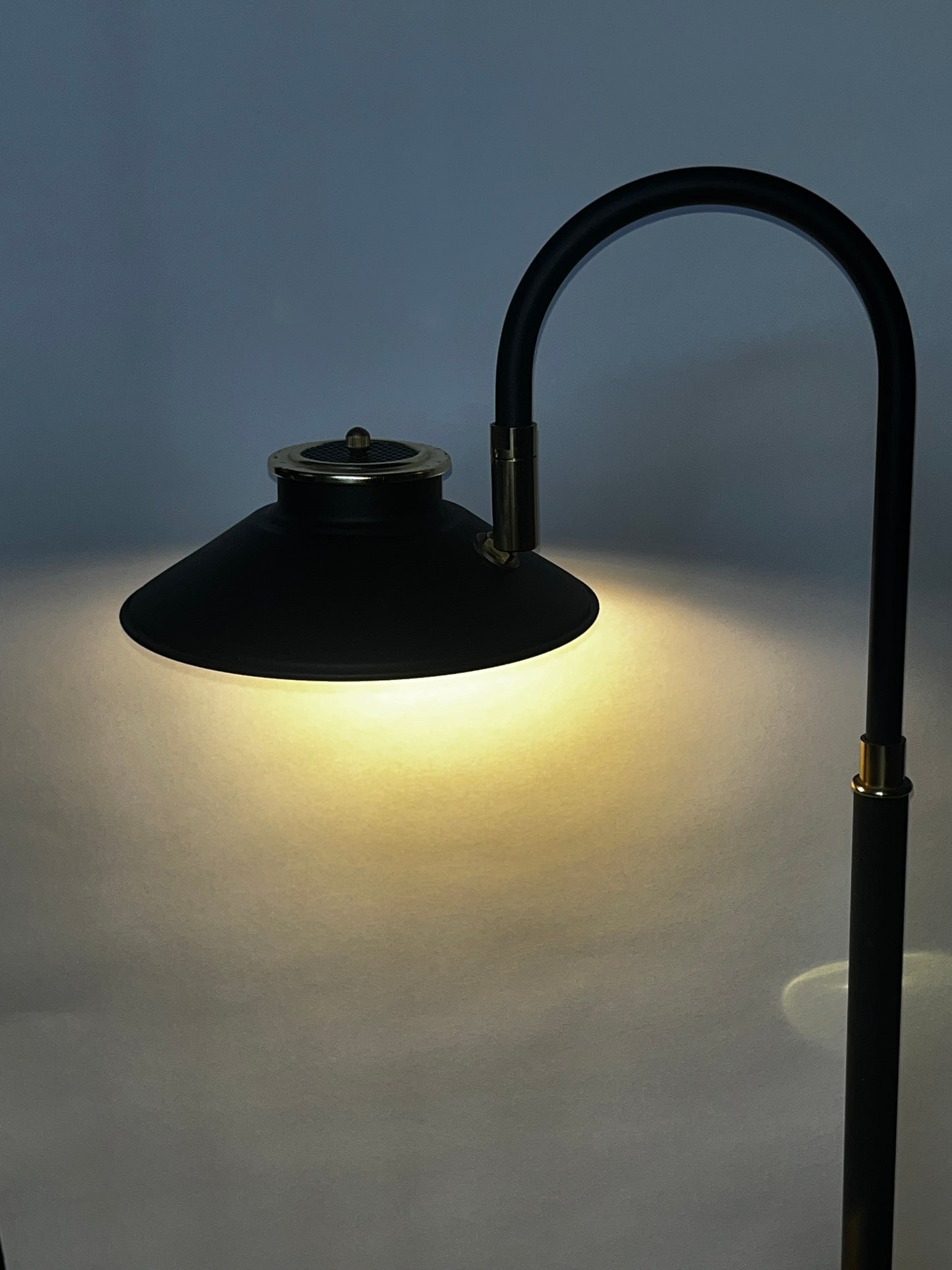 Modern Art Deco Table Lamp | Black Metal with Brass
