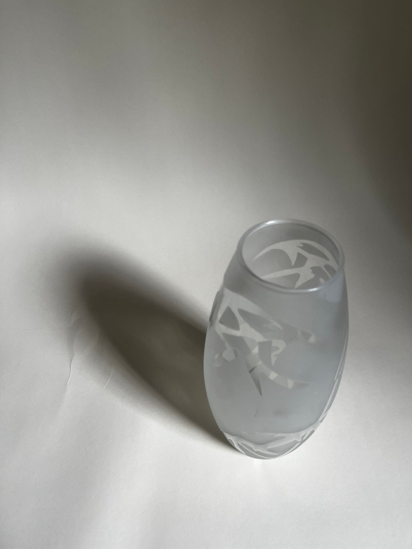 Frosted Glass Vase w. Organic Motif