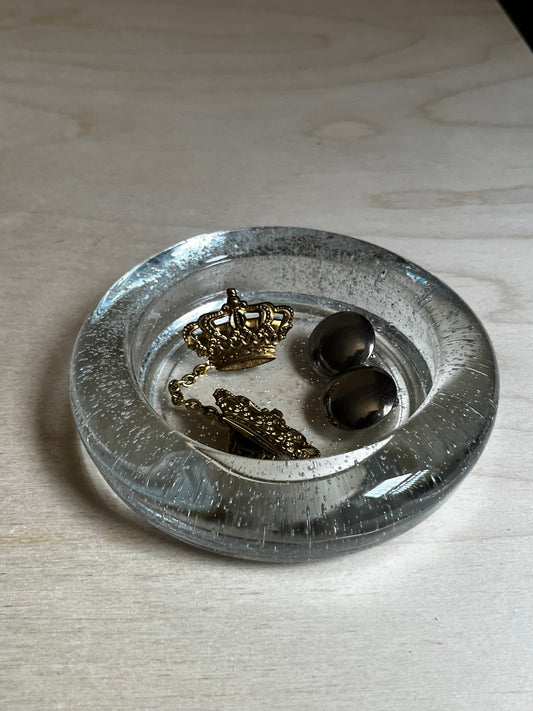 Vintage Controlled Bubble Glass Catchall Dish