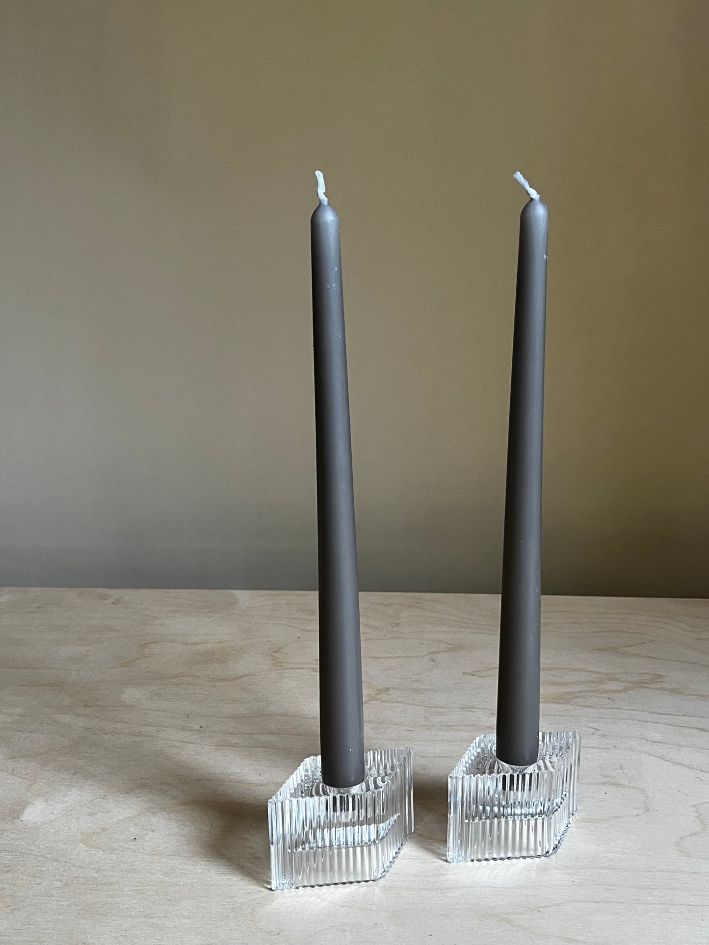 1984 Avon Gallery Originals Crystal Ribbed Taper Candle Holders | Set of 2
