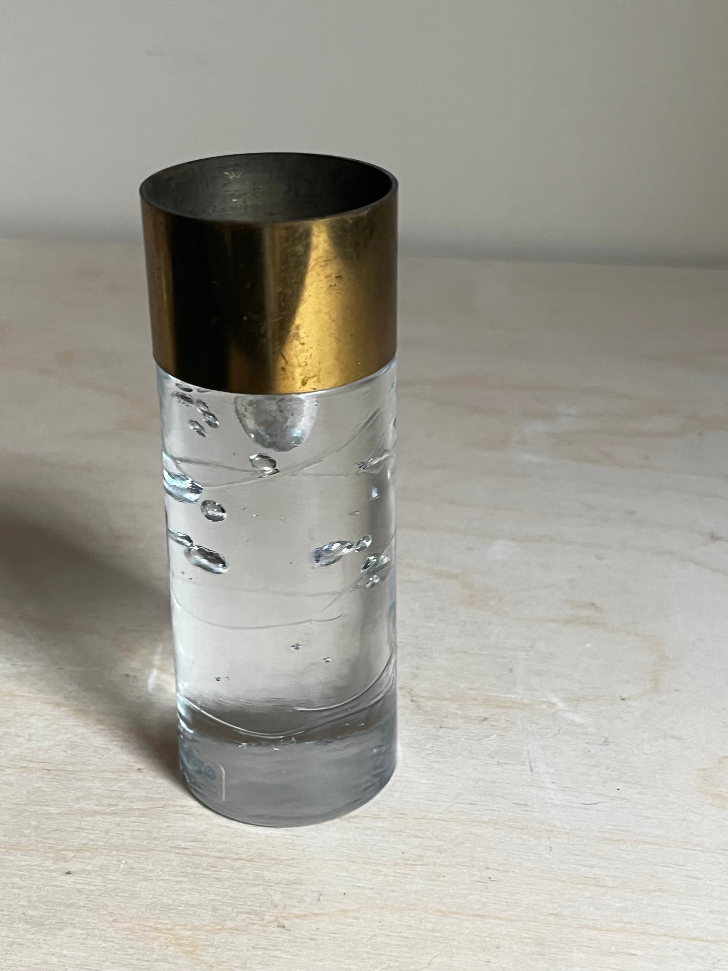 Nybro Glass + Brass Tealight Candle Holder