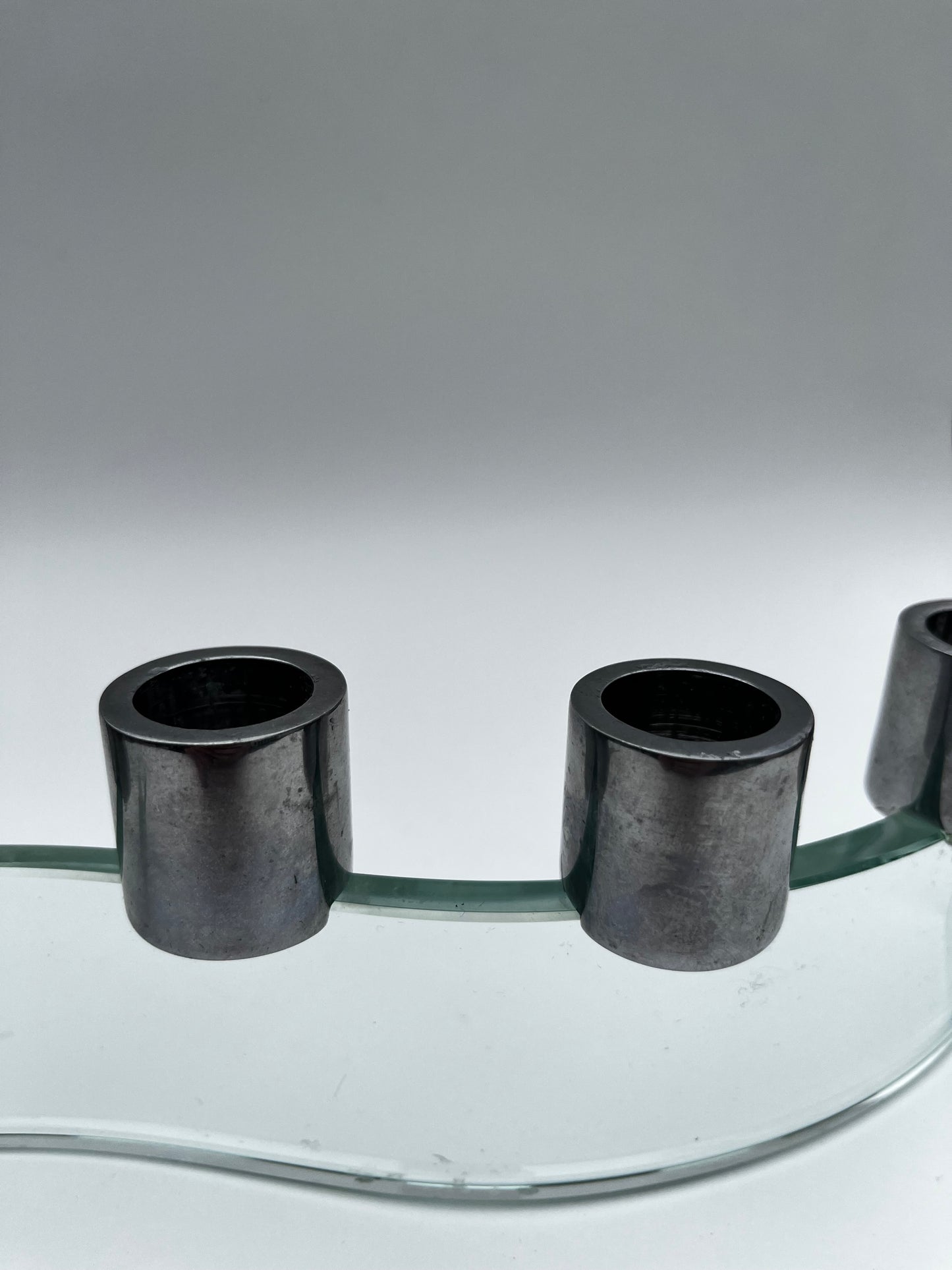 Glass + Chrome Squiggle Taper Holder